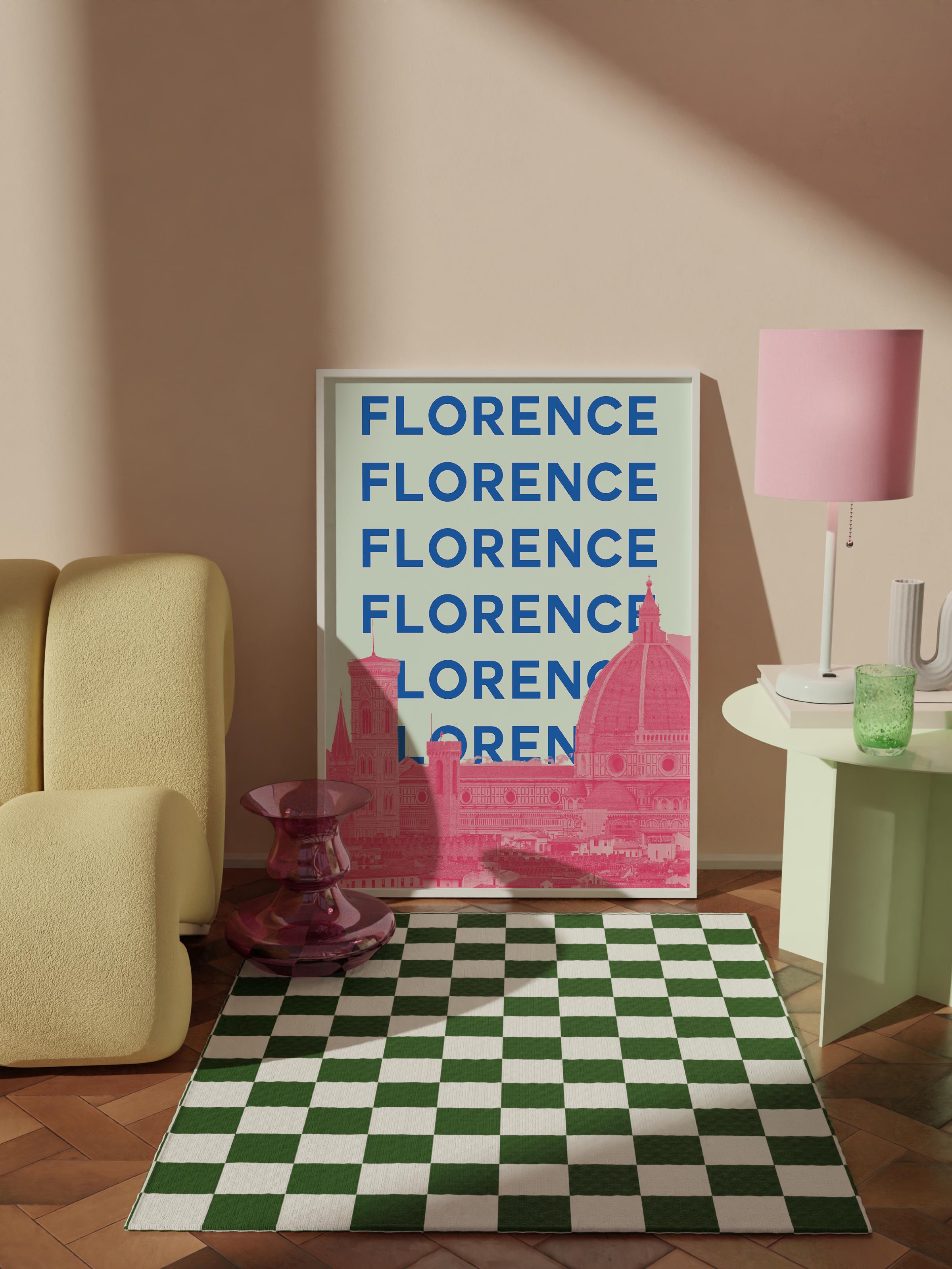 Çerçevesiz Poster İllüstrasyon Şehir - Florence, Şehirler Serisi, Duvar Posteri, HD Baskı, Kalın Arşivsel Sanat Kağıdı
