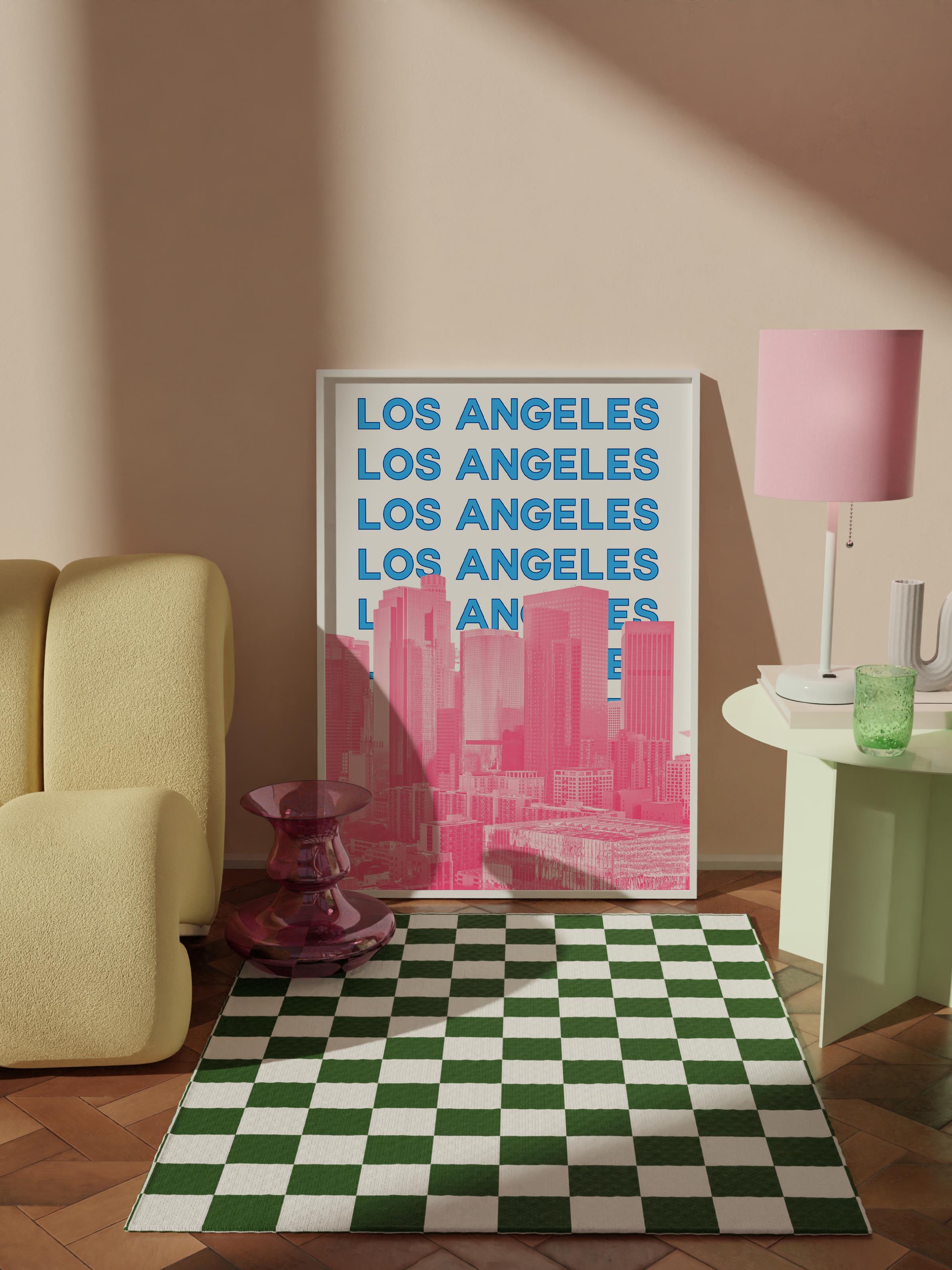Çerçevesiz Poster İllüstrasyon Şehir - Los Angeles, Şehirler Serisi, Duvar Posteri, HD Baskı, Kalın Arşivsel Sanat Kağıdı