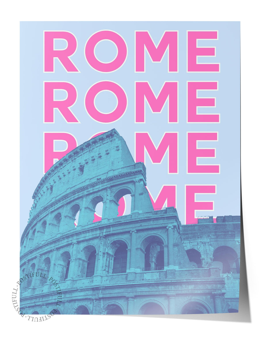Çerçevesiz Poster İllüstrasyon Şehir - Rome, Şehirler Serisi, Duvar Posteri, HD Baskı, Kalın Arşivsel Sanat Kağıdı