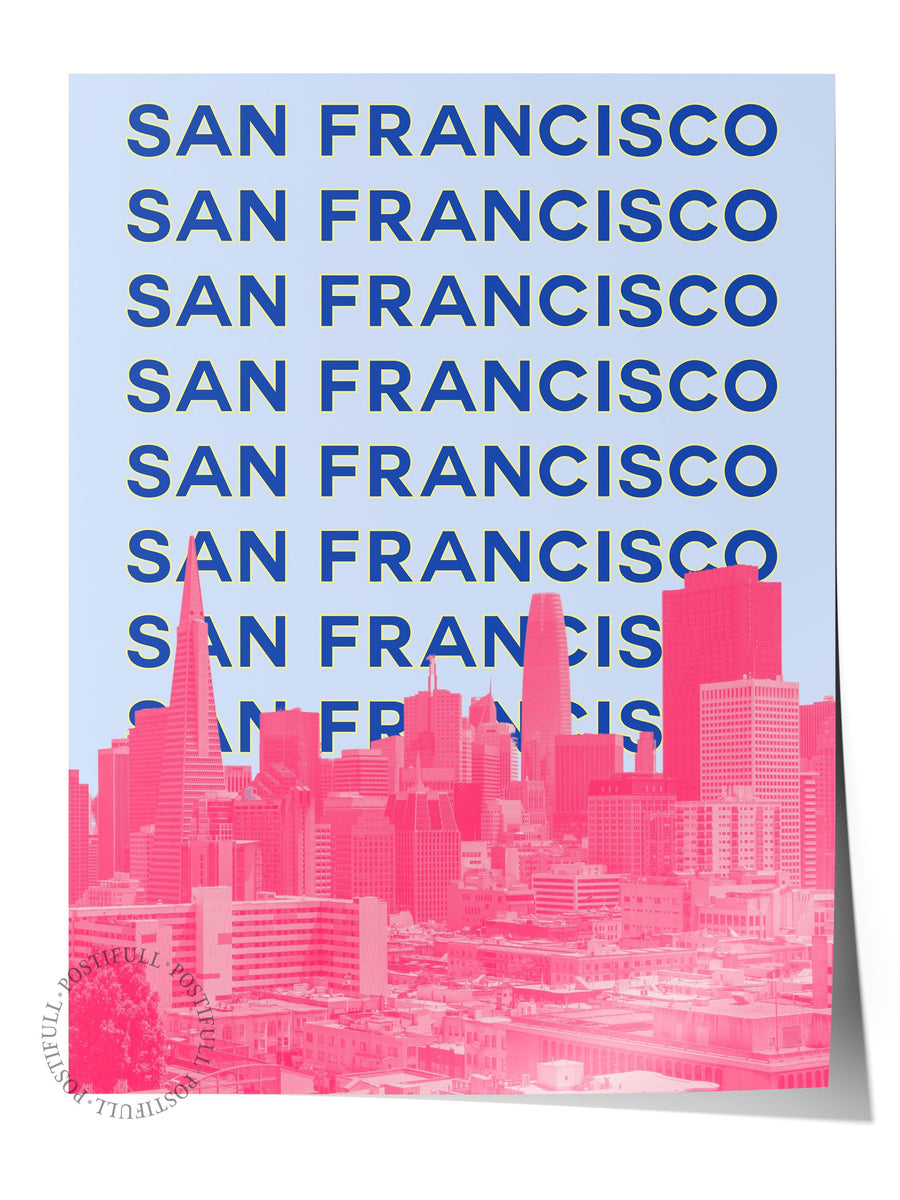 Çerçevesiz Poster İllüstrasyon Şehir - San Francisco, Şehirler Serisi, Duvar Posteri, HD Baskı, Kalın Arşivsel Sanat Kağıdı