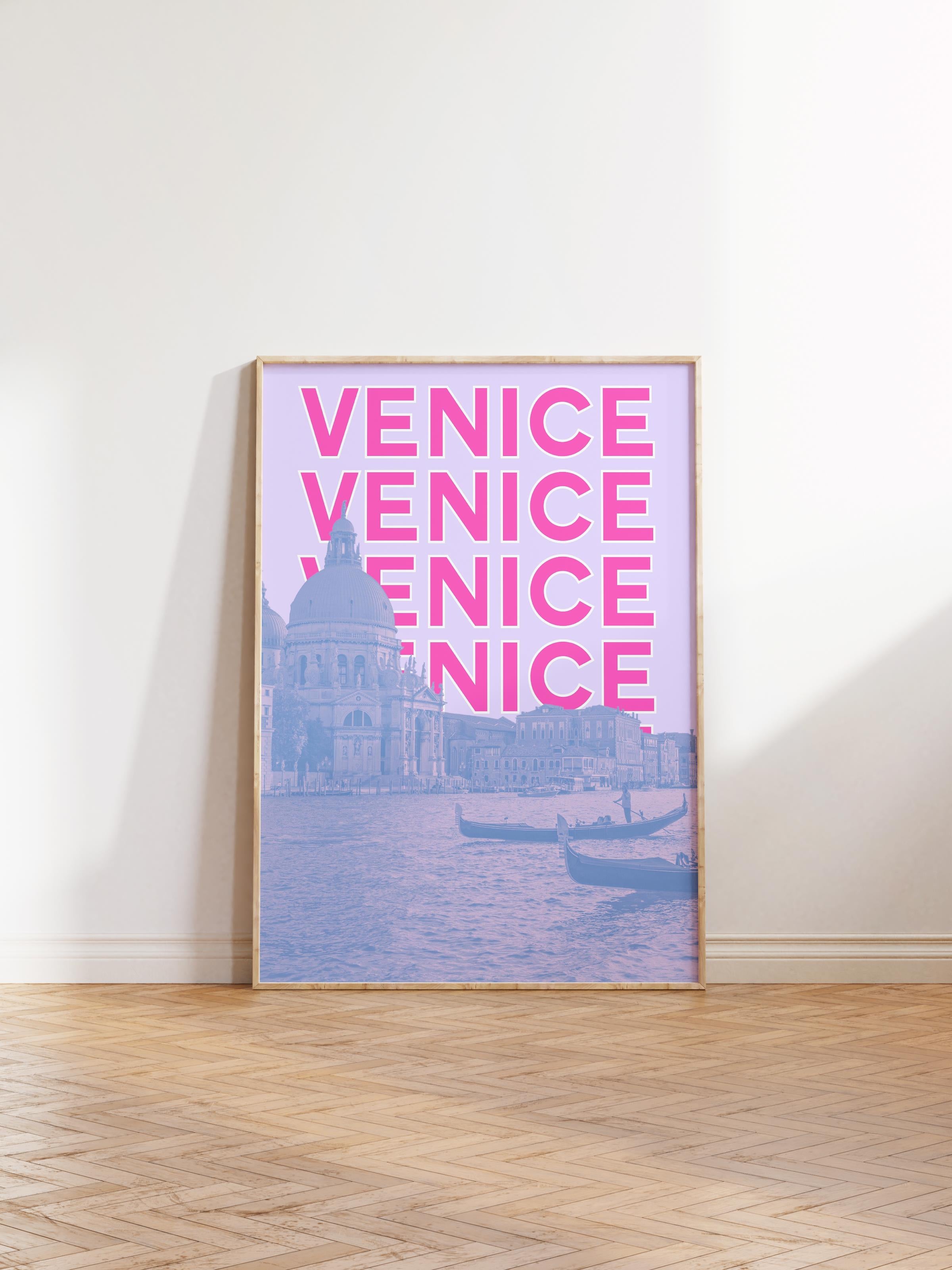 Çerçevesiz Poster İllüstrasyon Şehir - Venice, Şehirler Serisi, Duvar Posteri, HD Baskı, Kalın Arşivsel Sanat Kağıdı