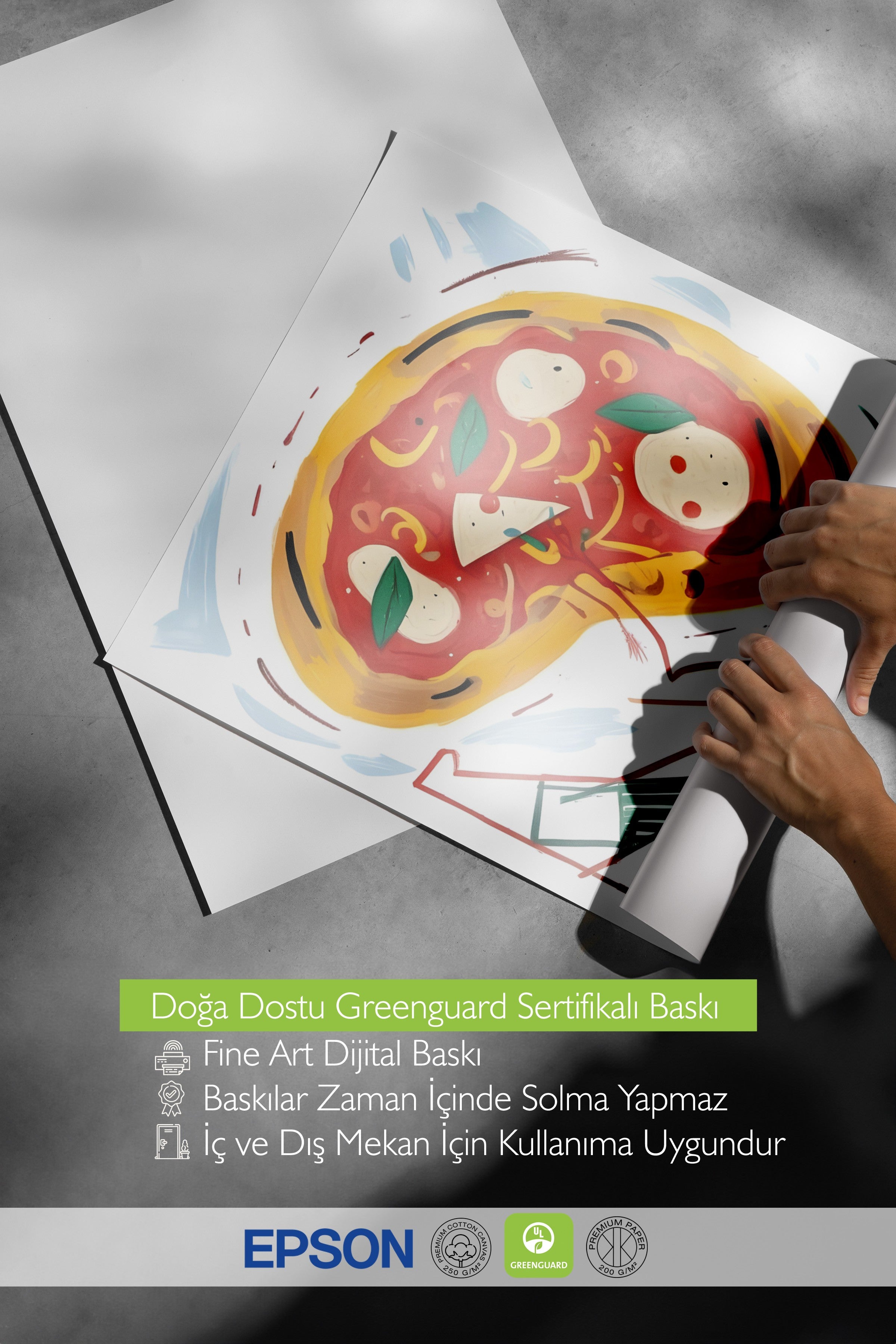 Çerçevesiz Poster, Italianno Pizza, Comfort Serisi Mutfak Duvar Posteri, NO:109074