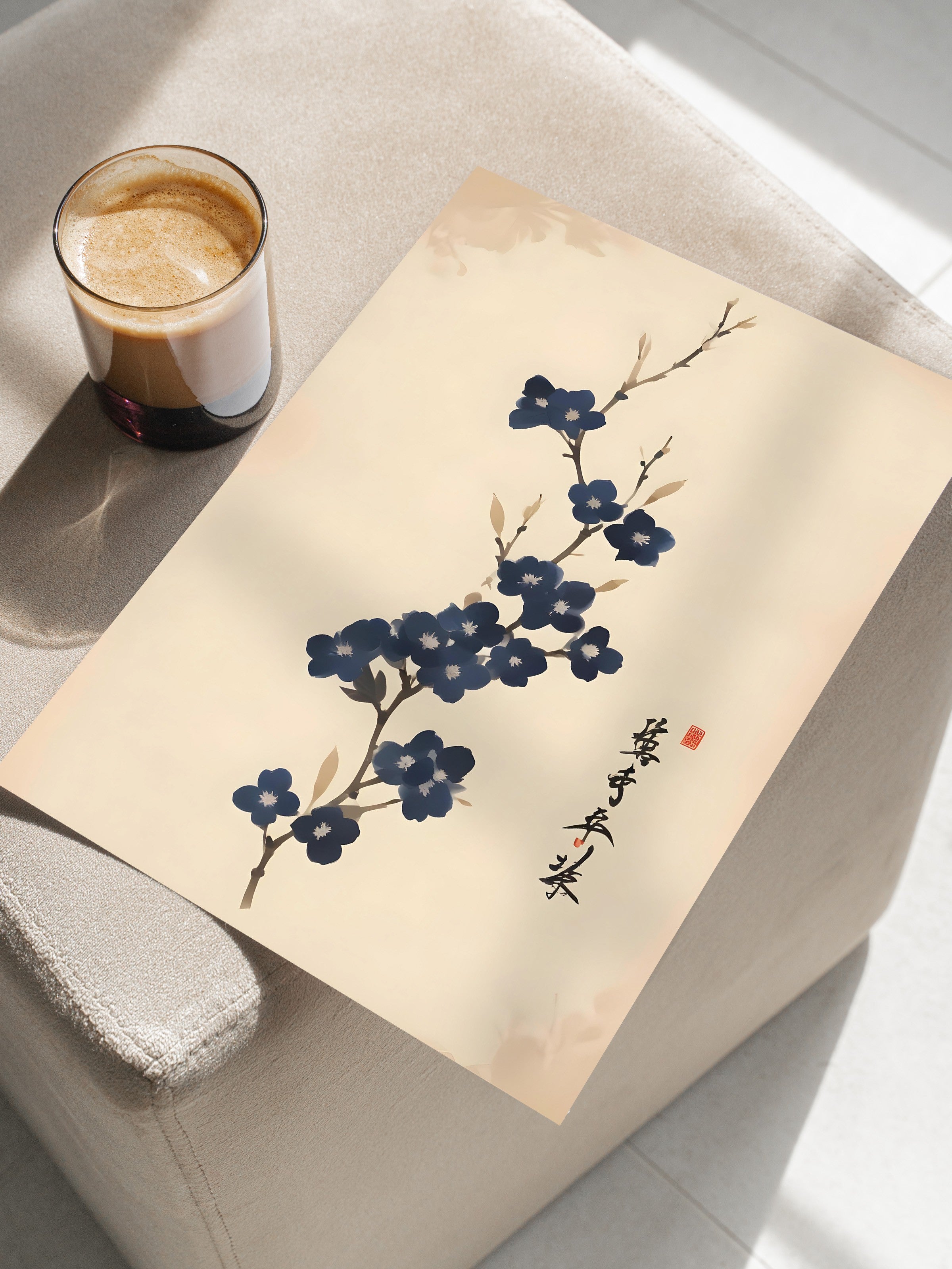 Çerçevesiz Poster, Japanese Floral Art, Comfort Serisi Duvar Posteri, NO:108919