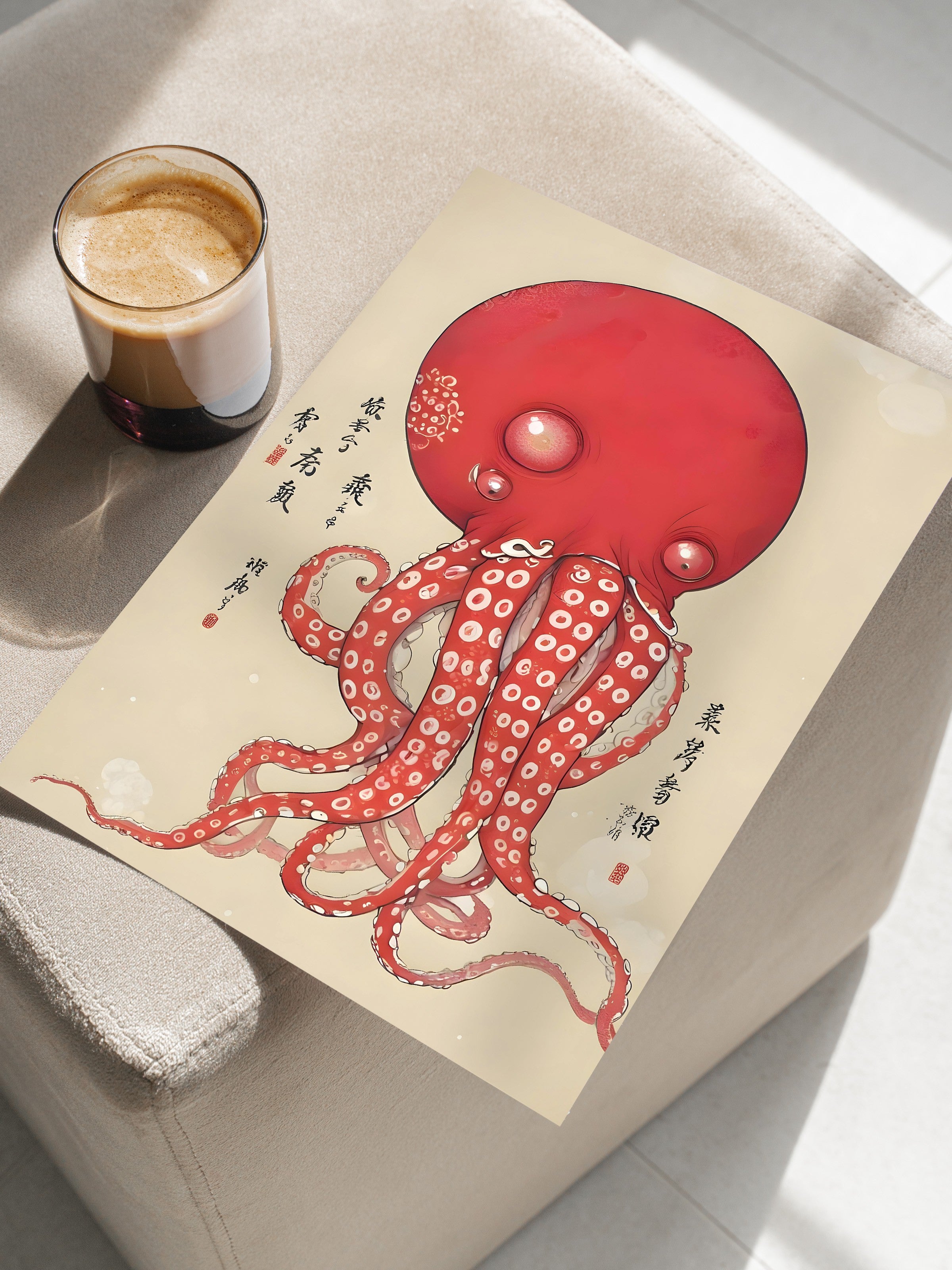 Çerçevesiz Poster, Japanese Octopus, Comfort Serisi Duvar Posteri, NO:108922