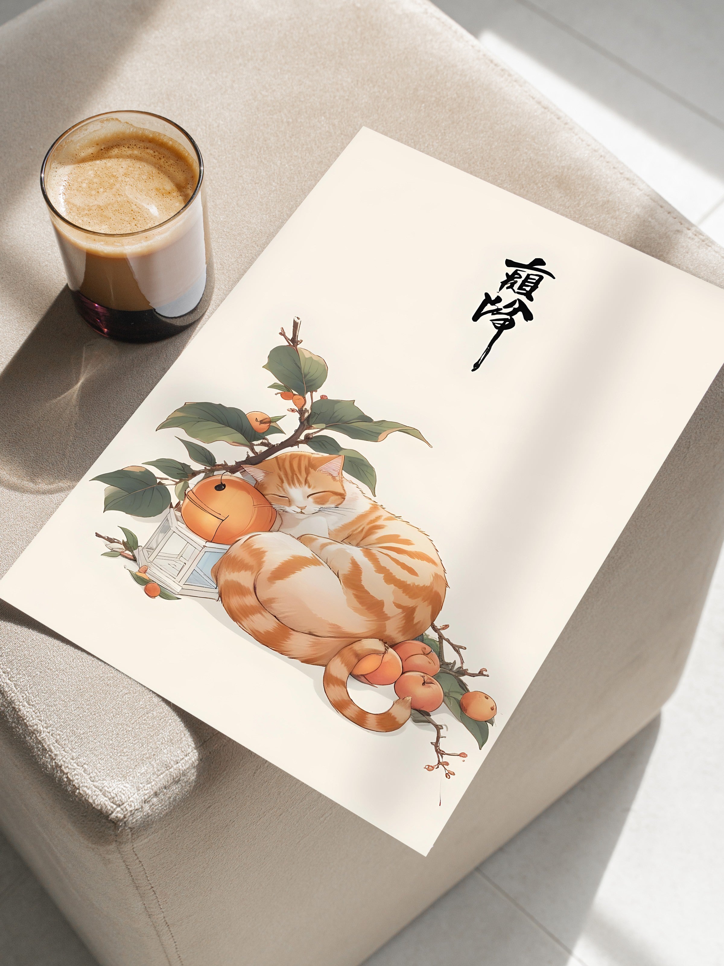 Çerçevesiz Poster, Japanese Orange Tabby, Comfort Serisi Mutfak Duvar Posteri, NO:109167