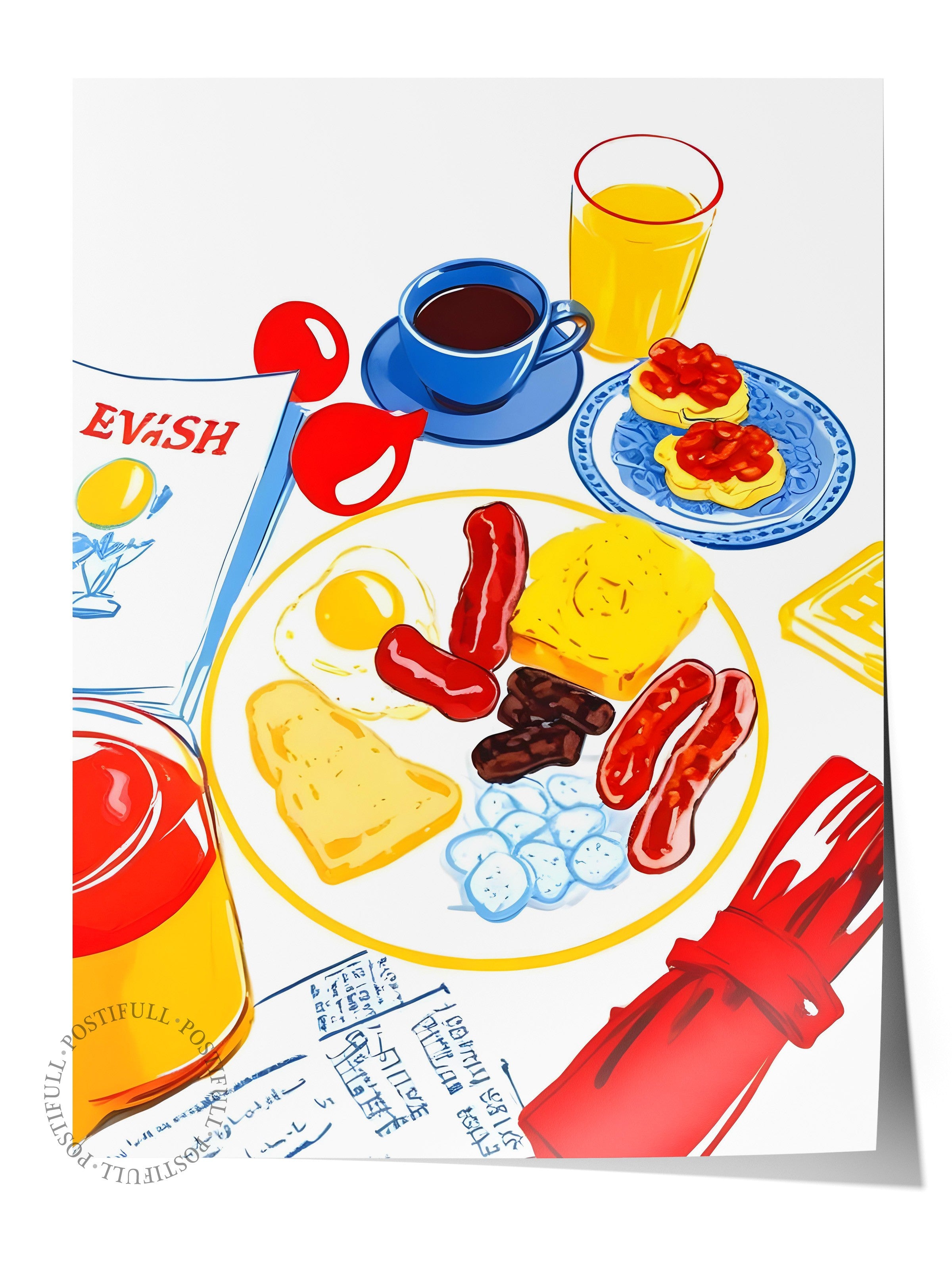 Çerçevesiz Poster, Just A Breakfast, Comfort Serisi Mutfak Duvar Posteri, NO:109157