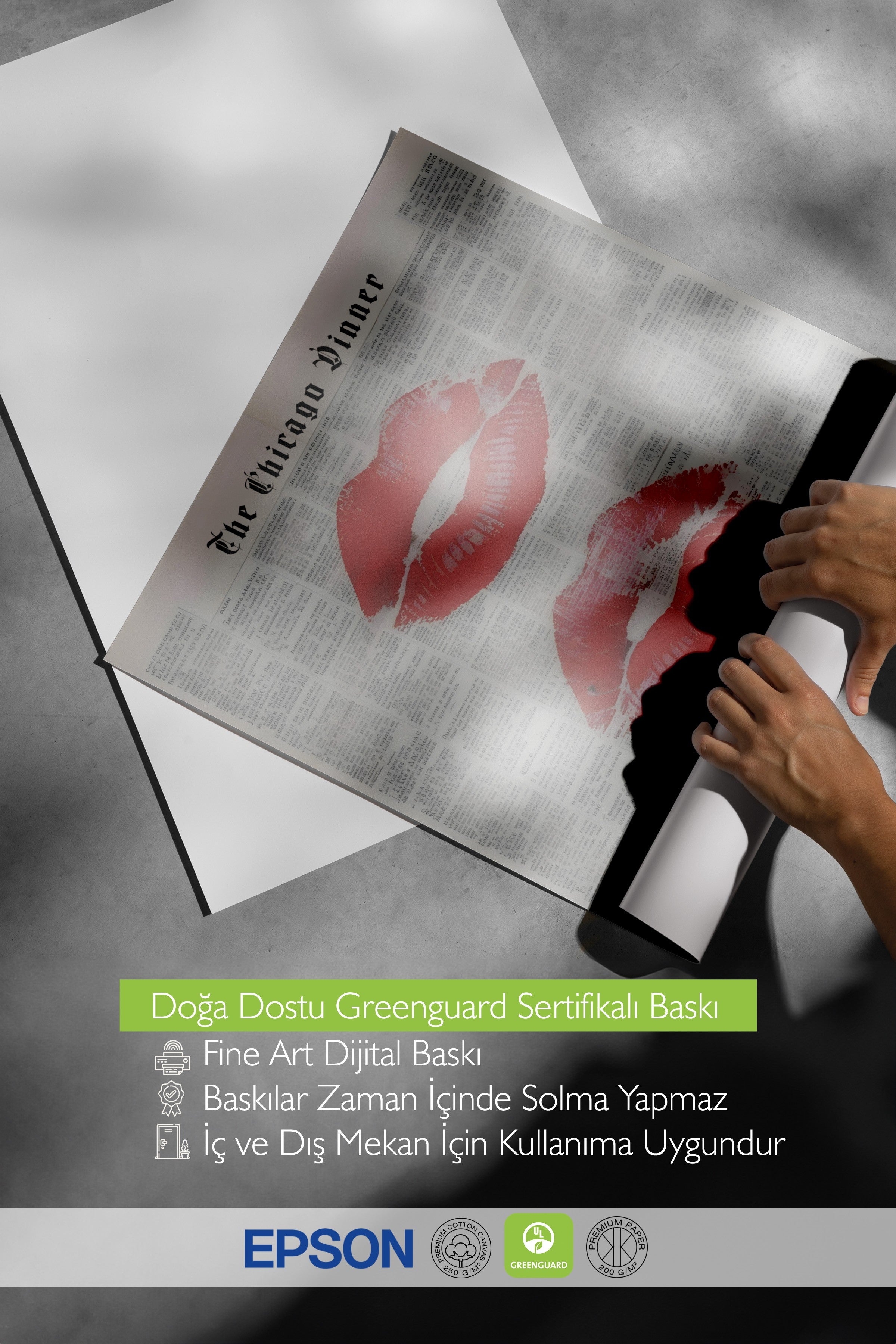 Çerçevesiz Poster, Kisses for the newspaper, Comfort Serisi Duvar Posteri, NO:108923