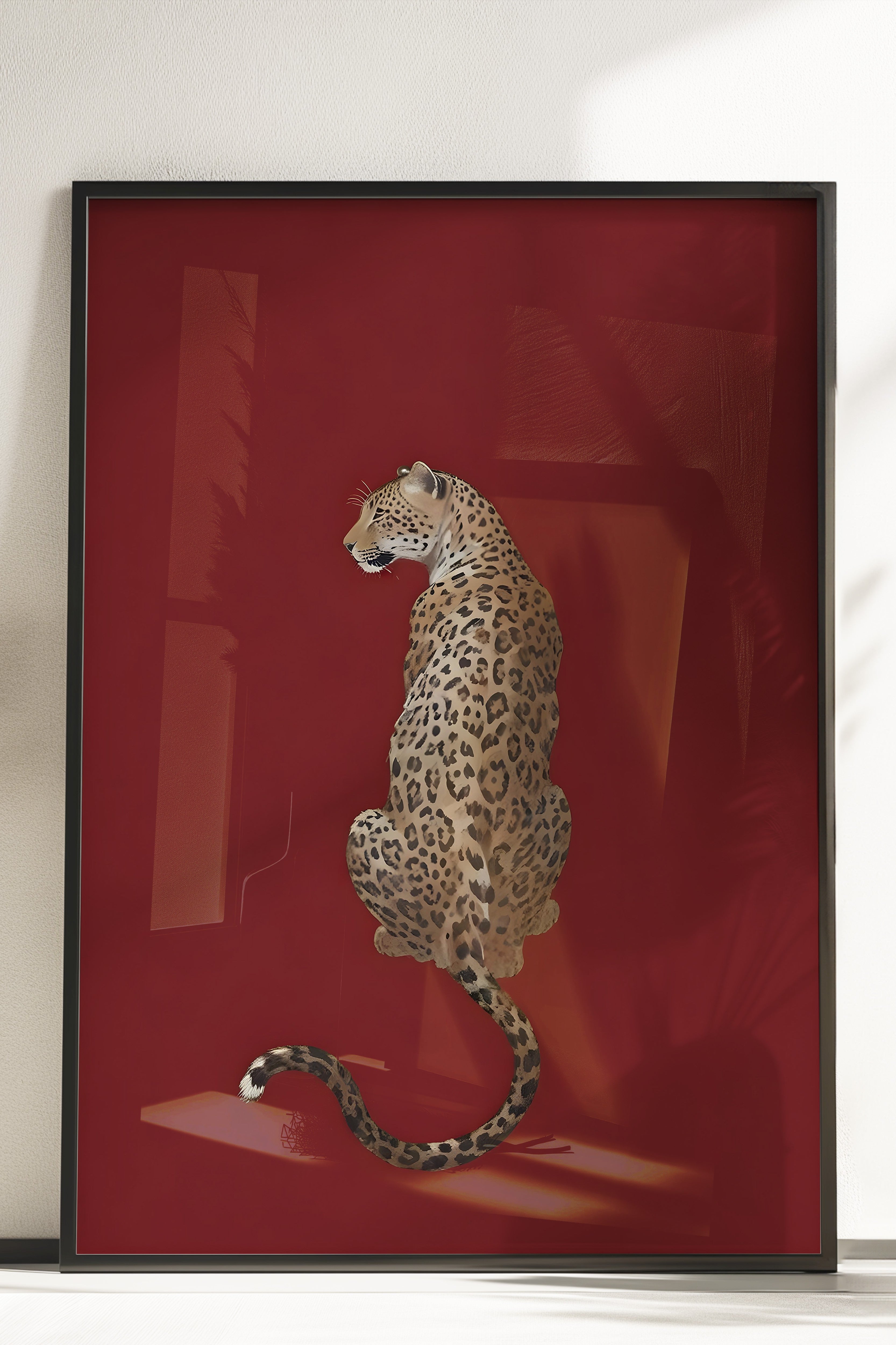 Çerçevesiz Poster, Kırmızı Leopar, Comfort Serisi Duvar Posteri, NO:108954