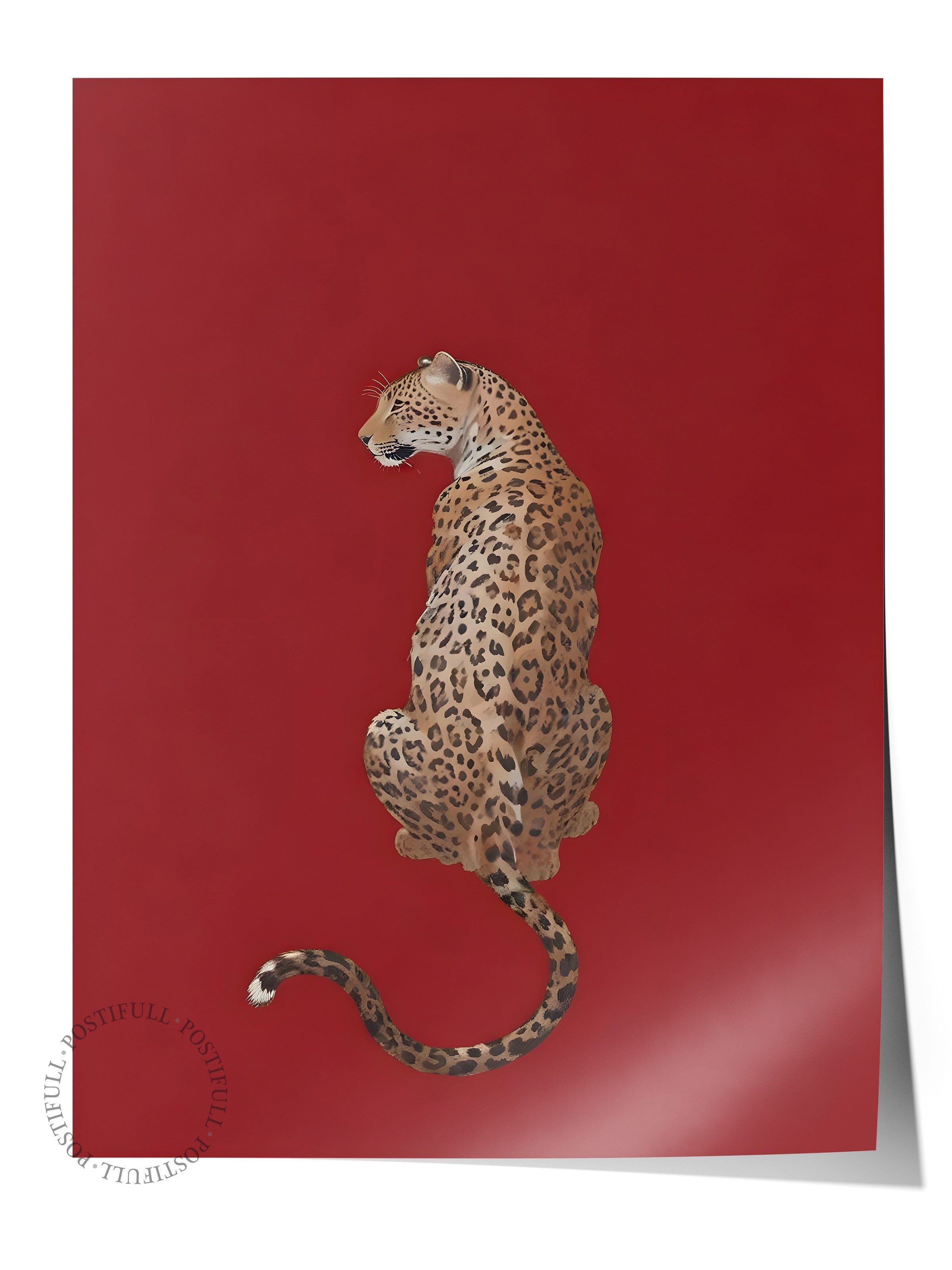 Çerçevesiz Poster, Kırmızı Leopar, Comfort Serisi Duvar Posteri, NO:108954
