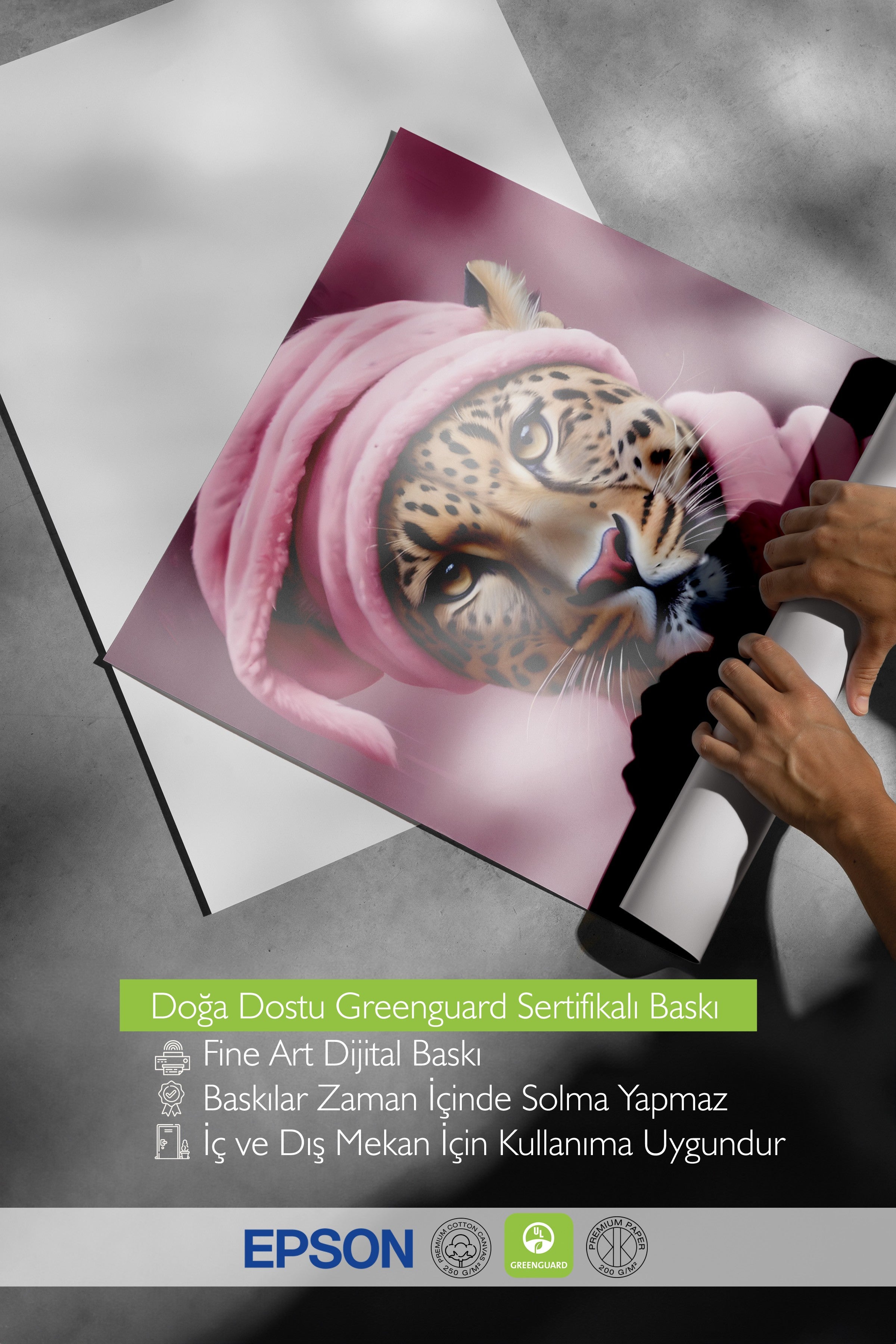Çerçevesiz Poster, Leopard In A Bathrobe, Comfort Serisi Duvar Posteri, NO:108927