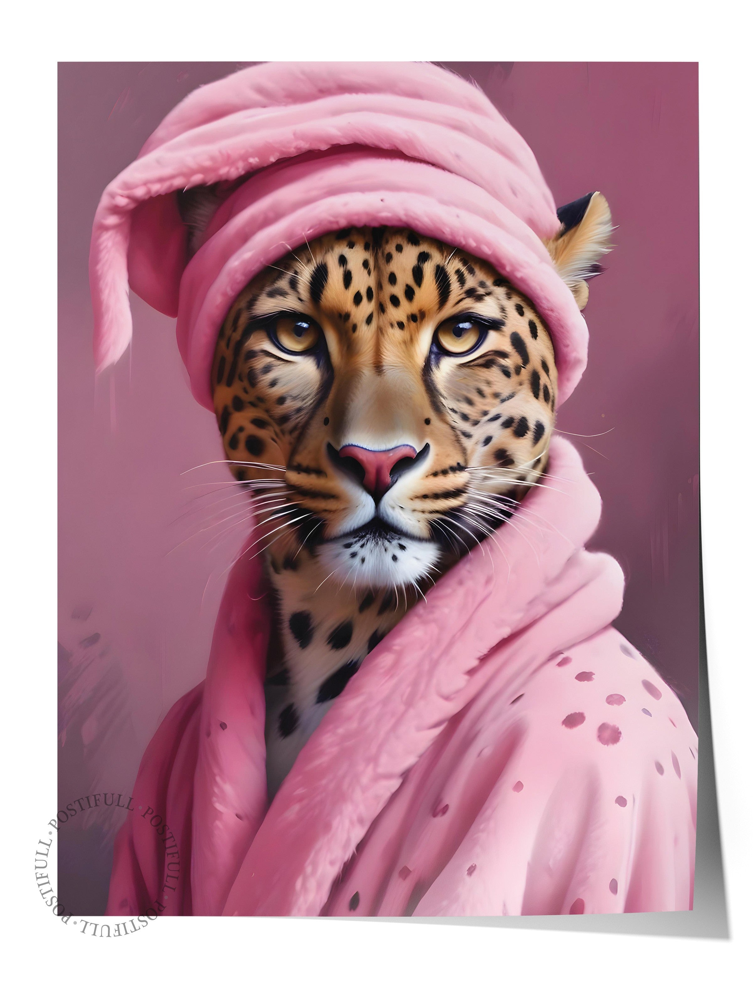 Çerçevesiz Poster, Leopard In A Bathrobe, Comfort Serisi Duvar Posteri, NO:108927