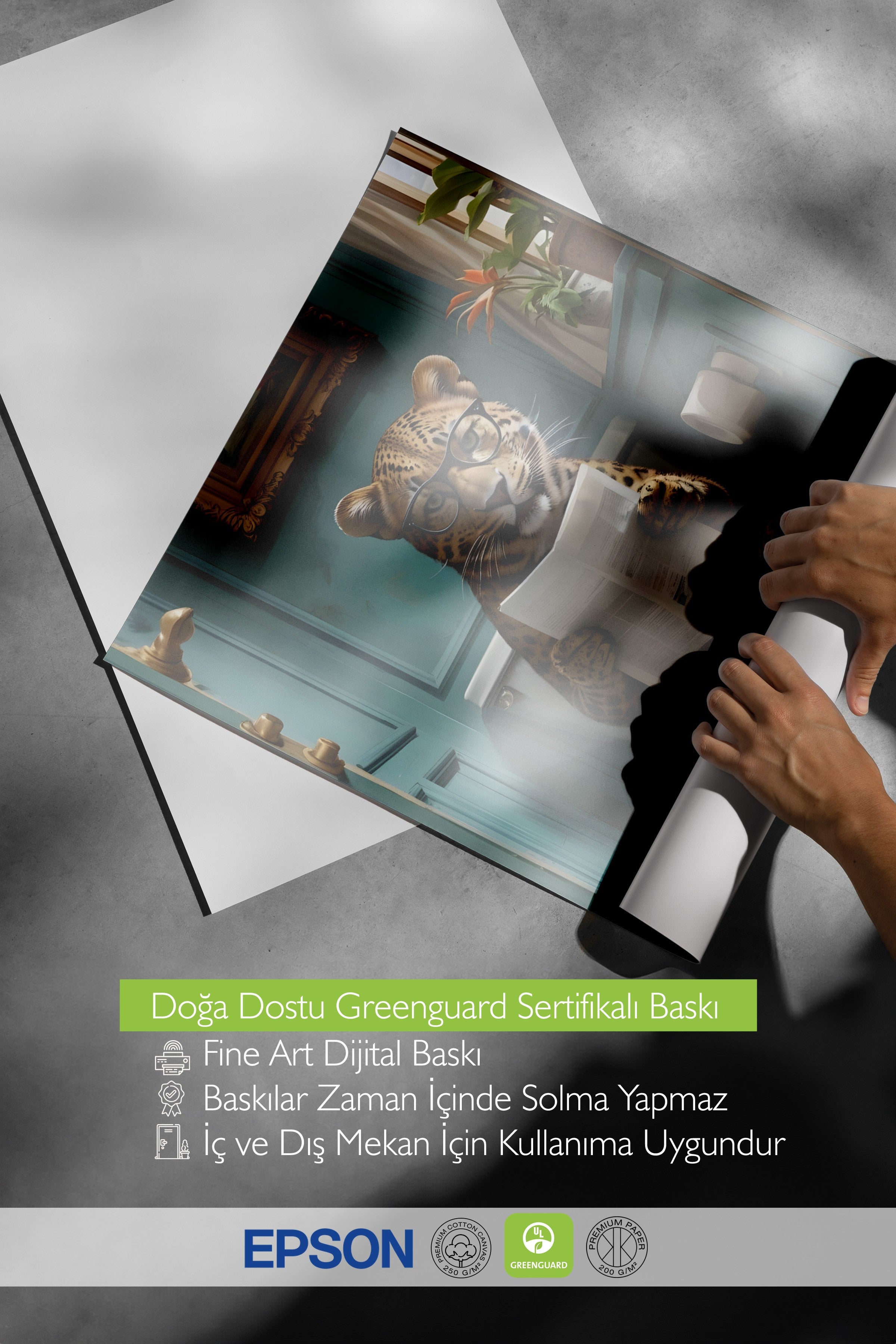 Çerçevesiz Poster, Leopard in Toilet, Comfort Serisi Duvar Posteri, NO:108926