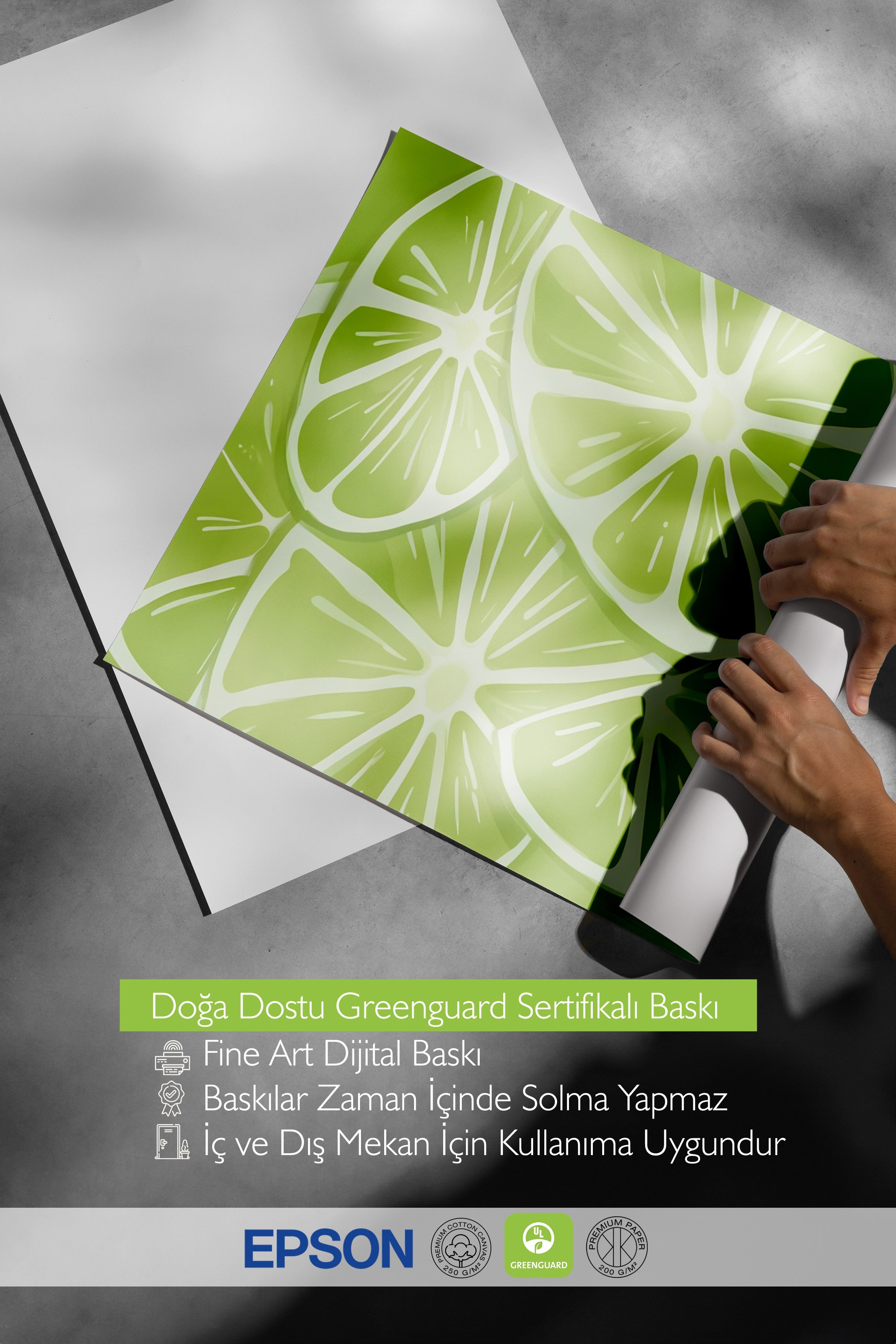 Çerçevesiz Poster, Lime, Comfort Serisi Mutfak Duvar Posteri, NO:109132