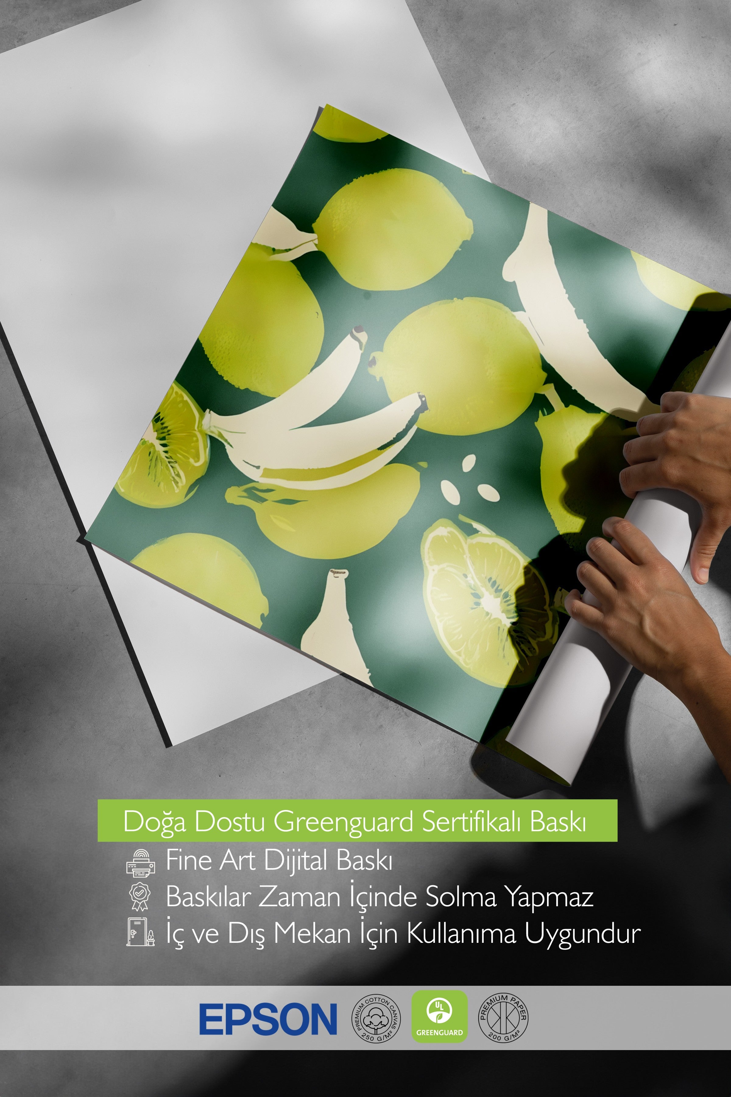 Çerçevesiz Poster, Limes With Banana, Comfort Serisi Mutfak Duvar Posteri, NO:109122