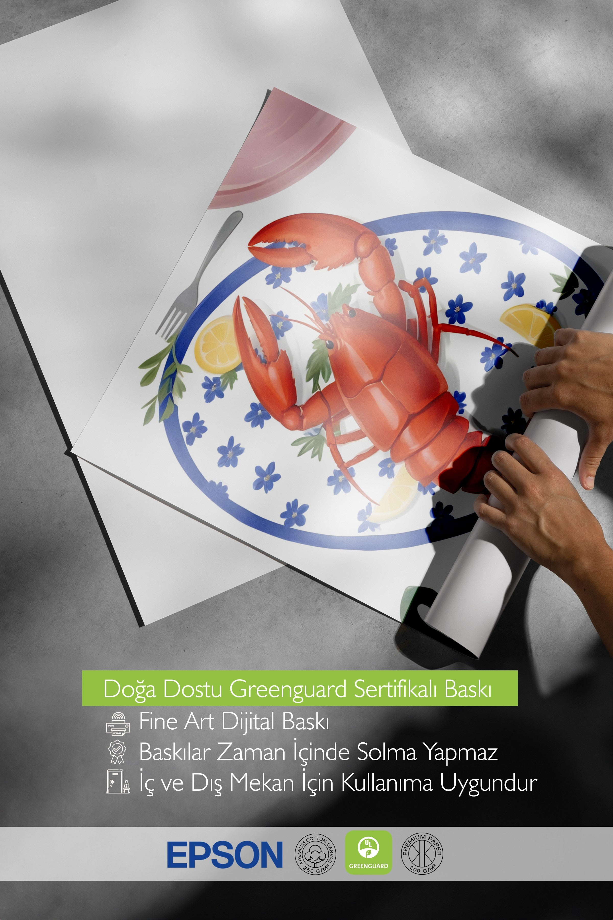 Çerçevesiz Poster, Lobster, Comfort Serisi Mutfak Duvar Posteri, NO:109079
