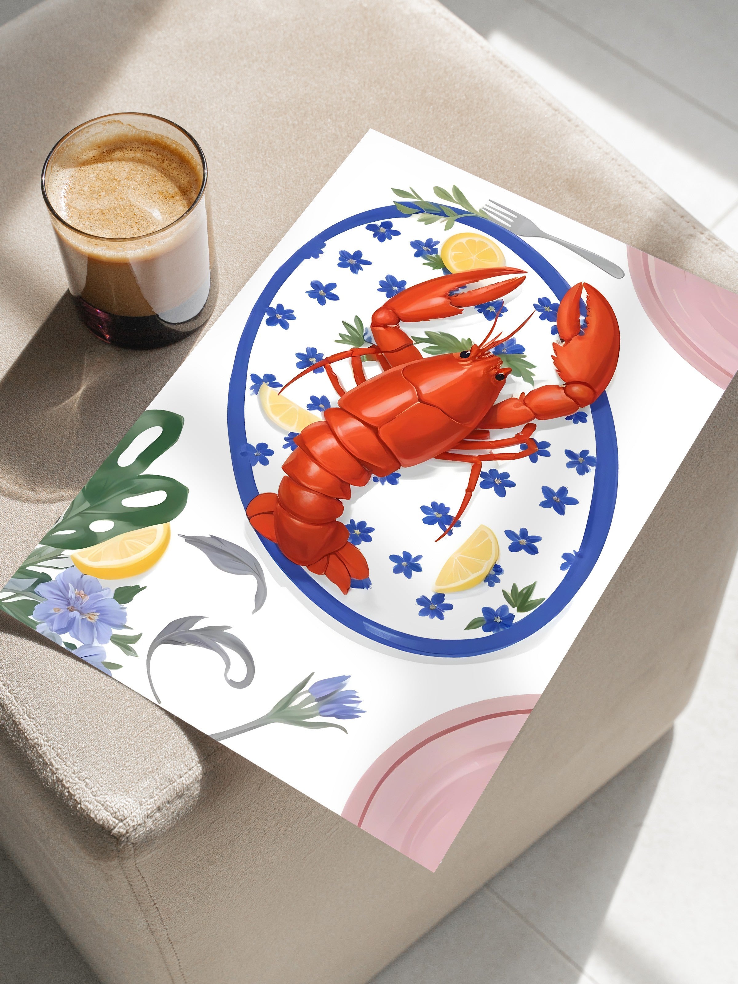 Çerçevesiz Poster, Lobster, Comfort Serisi Mutfak Duvar Posteri, NO:109079