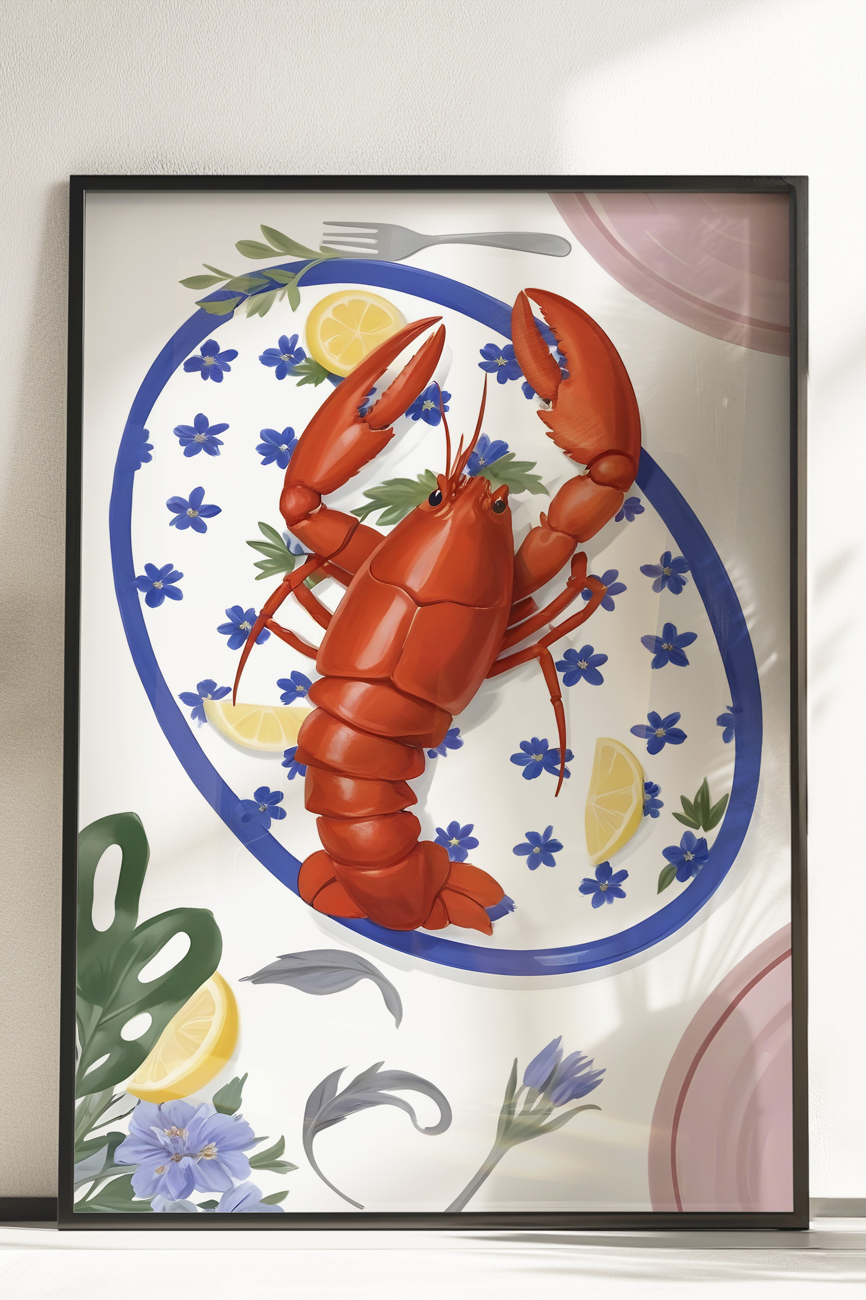 Çerçevesiz Poster, Lobster, Comfort Serisi Mutfak Duvar Posteri, NO:109079