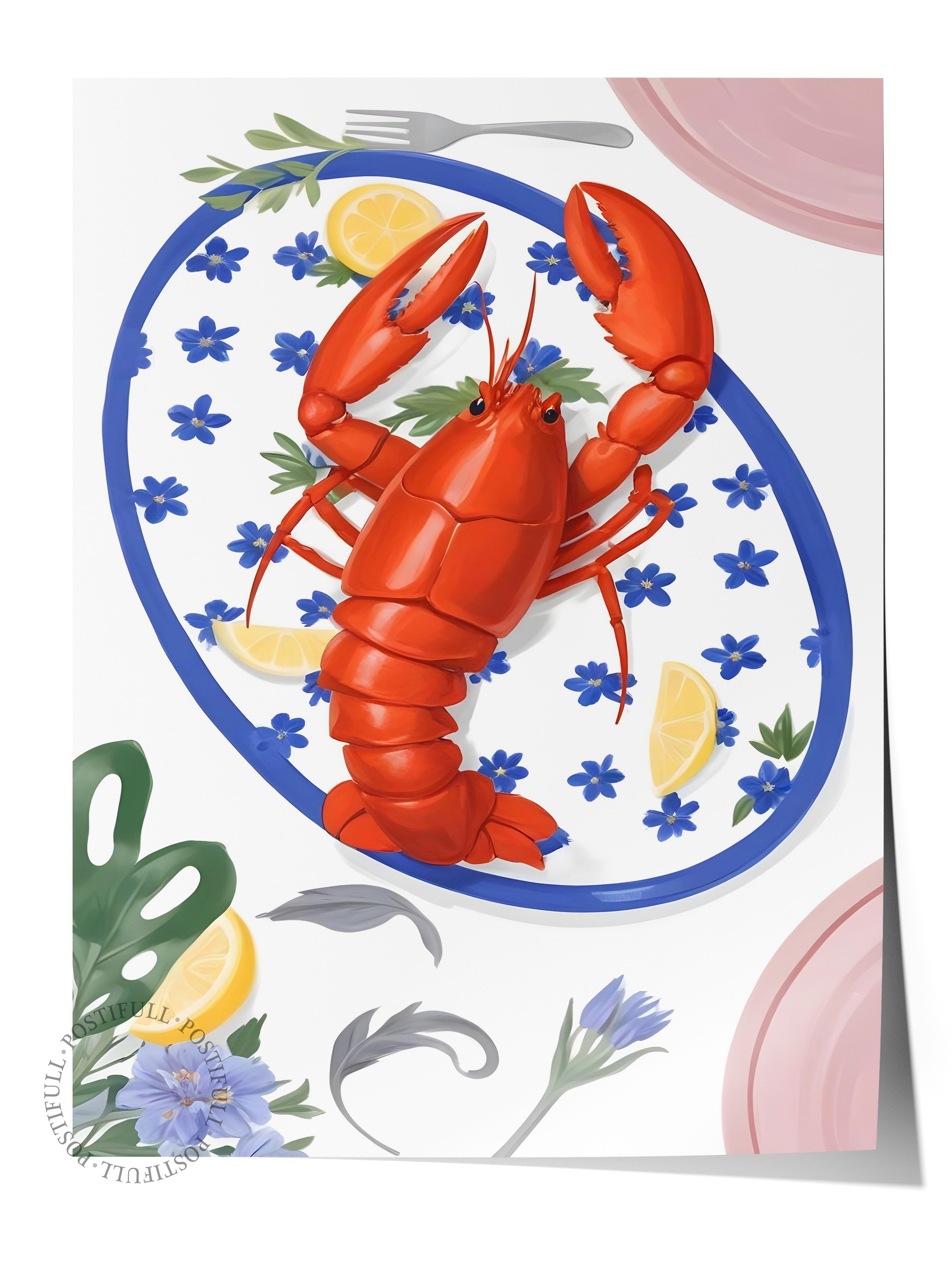 Çerçevesiz Poster, Lobster, Comfort Serisi Mutfak Duvar Posteri, NO:109079