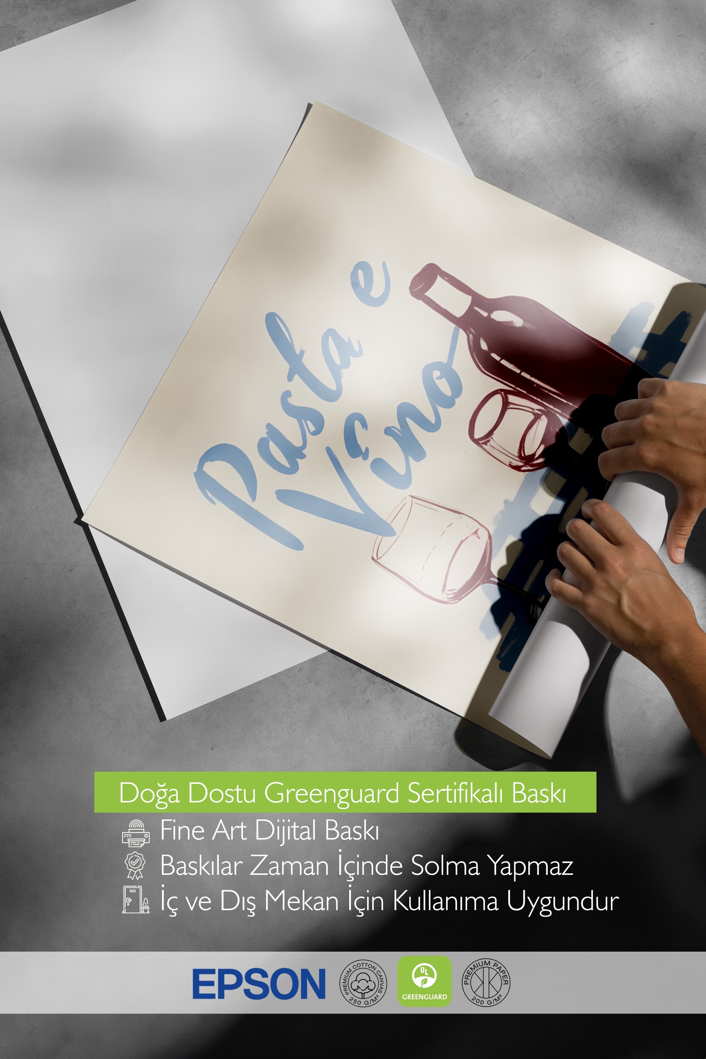 Çerçevesiz Poster, Pasta E Vino, Comfort Serisi Mutfak Duvar Posteri, NO:109123