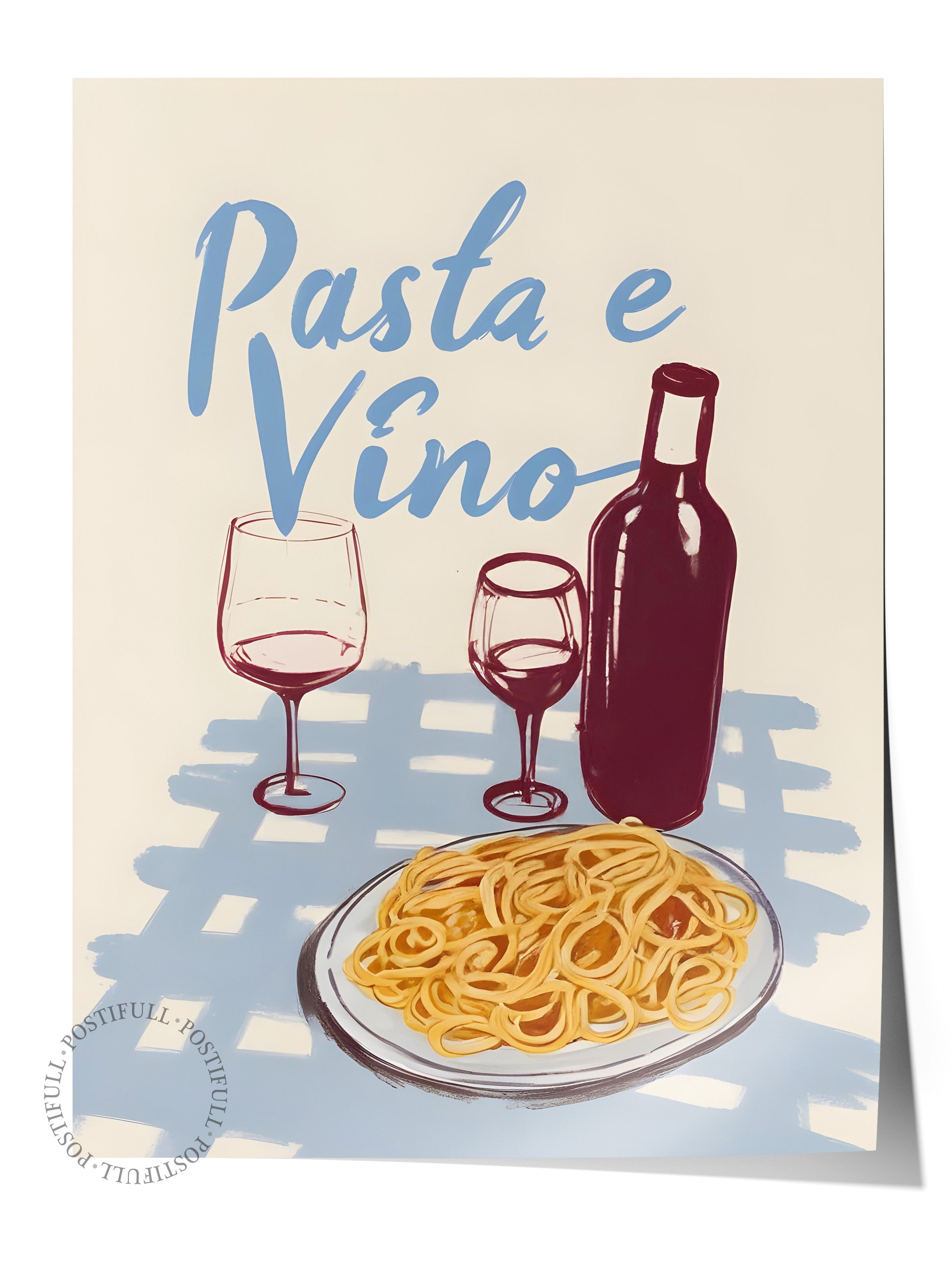 Çerçevesiz Poster, Pasta E Vino, Comfort Serisi Mutfak Duvar Posteri, NO:109123