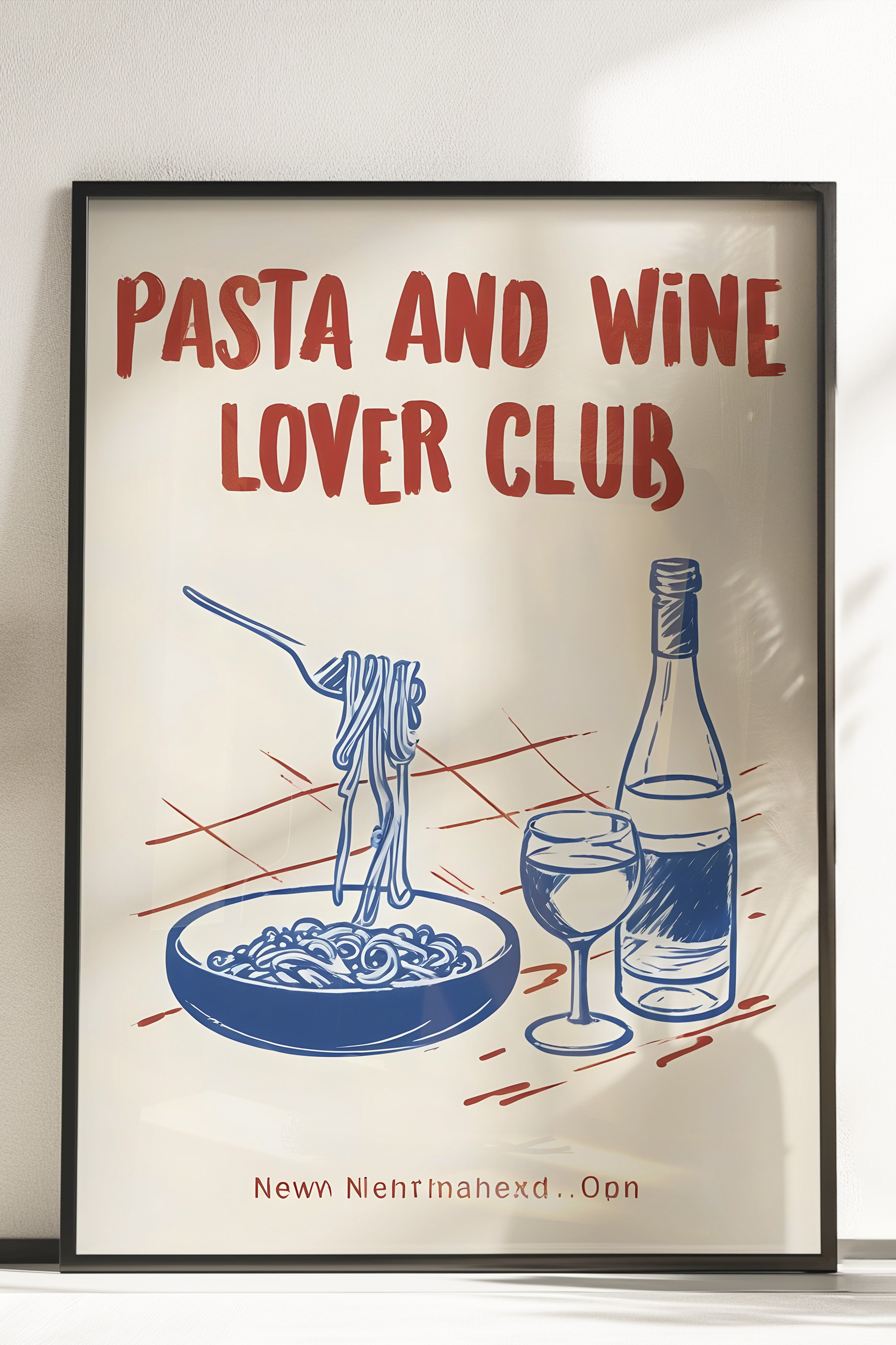 Çerçevesiz Poster, Pasta & Wine Lovers Club, Comfort Serisi Mutfak Duvar Posteri, NO:109077