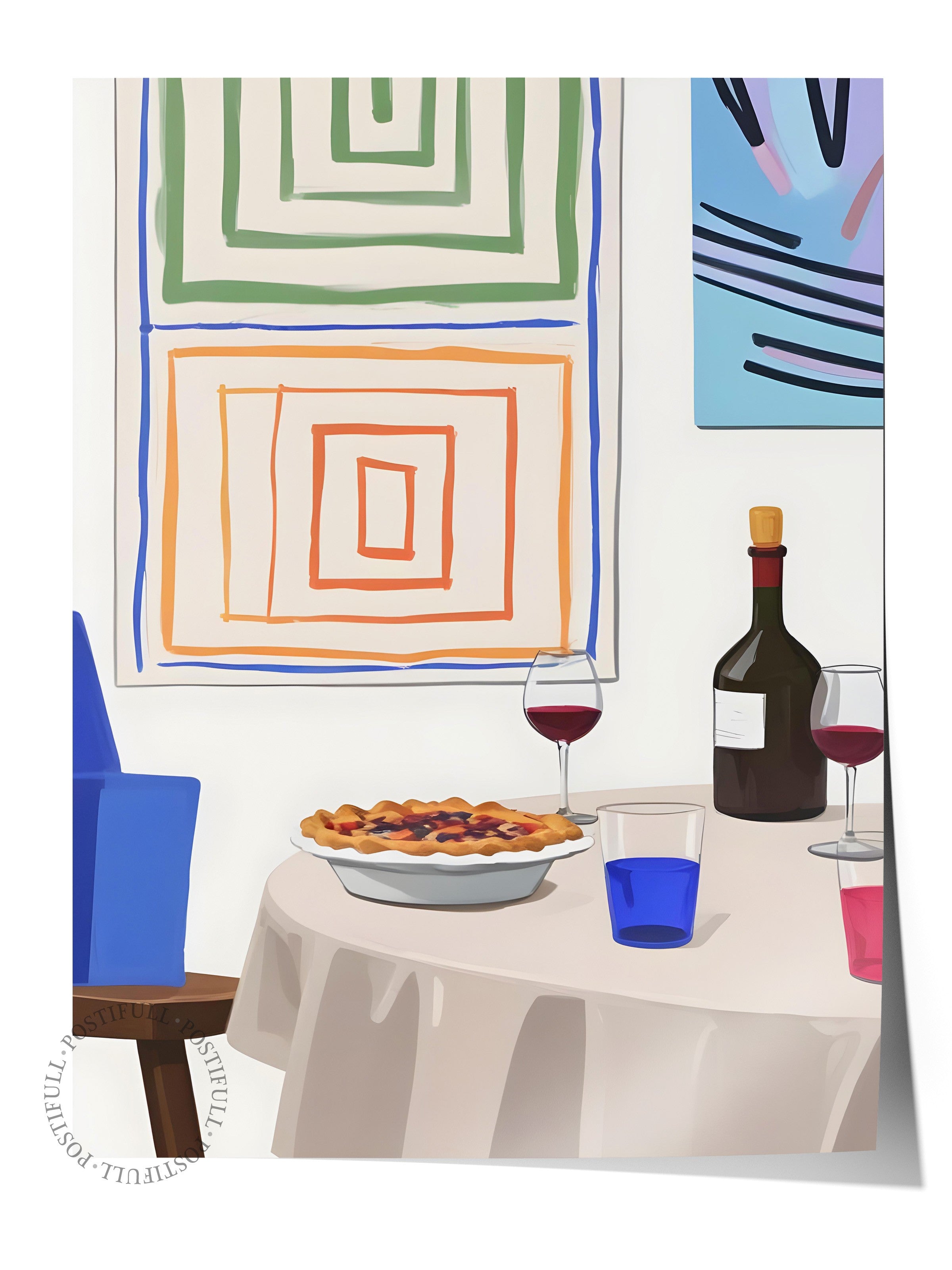 Çerçevesiz Poster, Pie With Wine, Comfort Serisi Mutfak Duvar Posteri, NO:109138