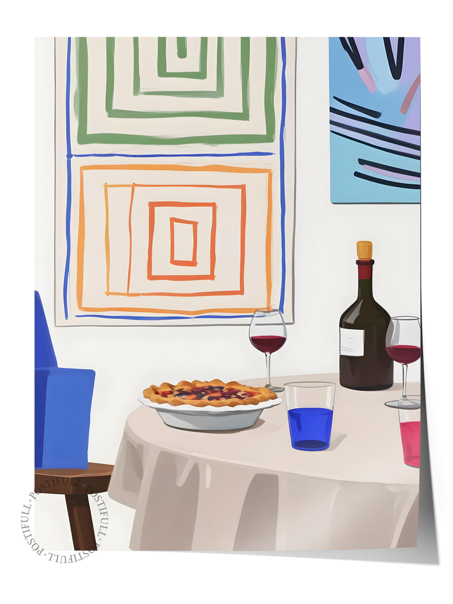Çerçevesiz Poster, Pie With Wine, Comfort Serisi Mutfak Duvar Posteri, NO:109138