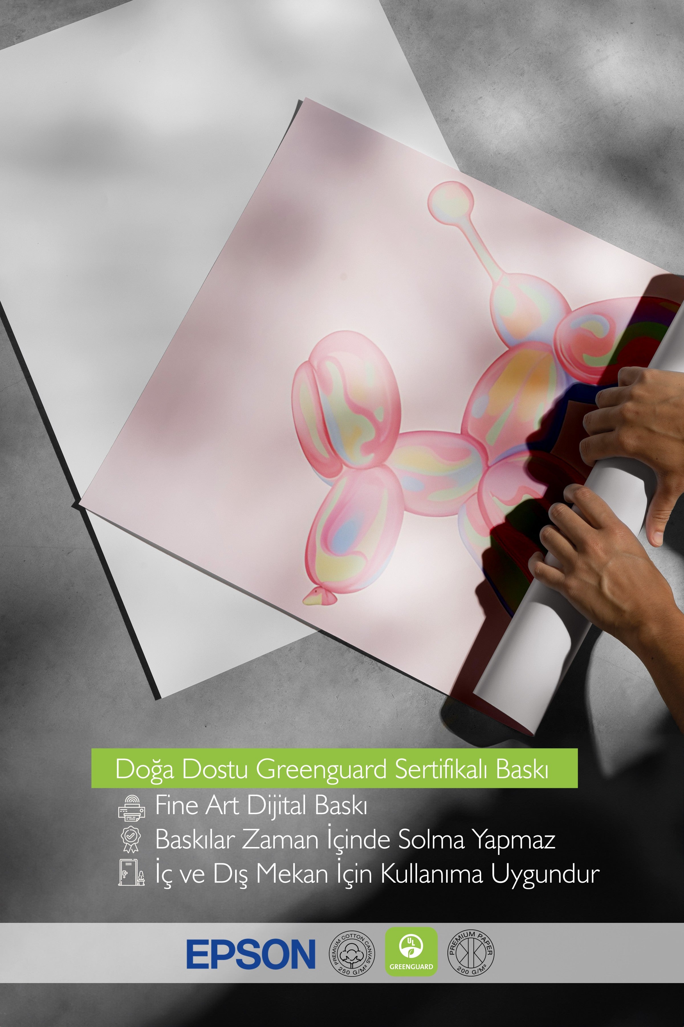 Çerçevesiz Poster, Pink balloon dog, Comfort Serisi Duvar Posteri, NO:108945