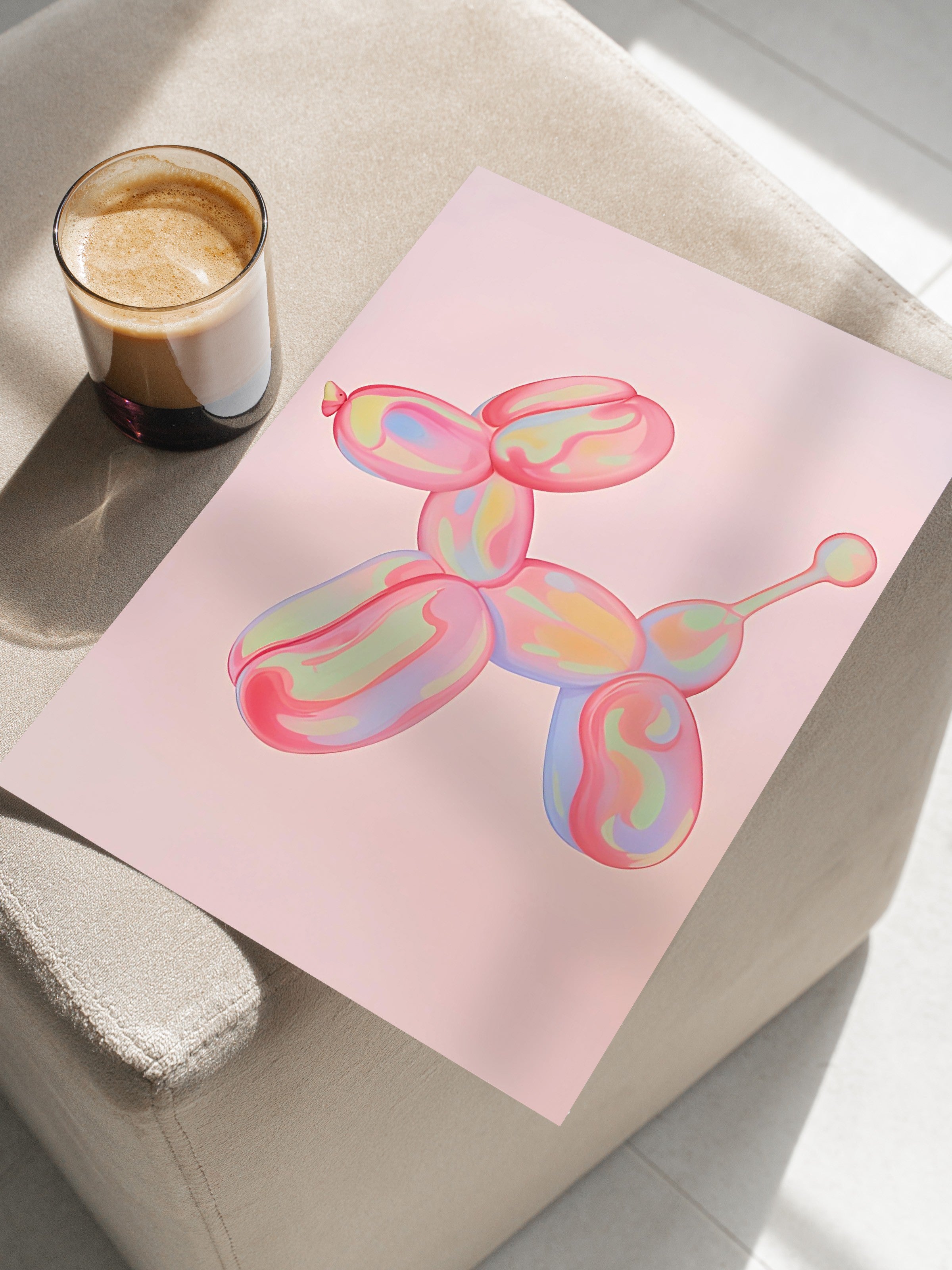 Çerçevesiz Poster, Pink balloon dog, Comfort Serisi Duvar Posteri, NO:108945