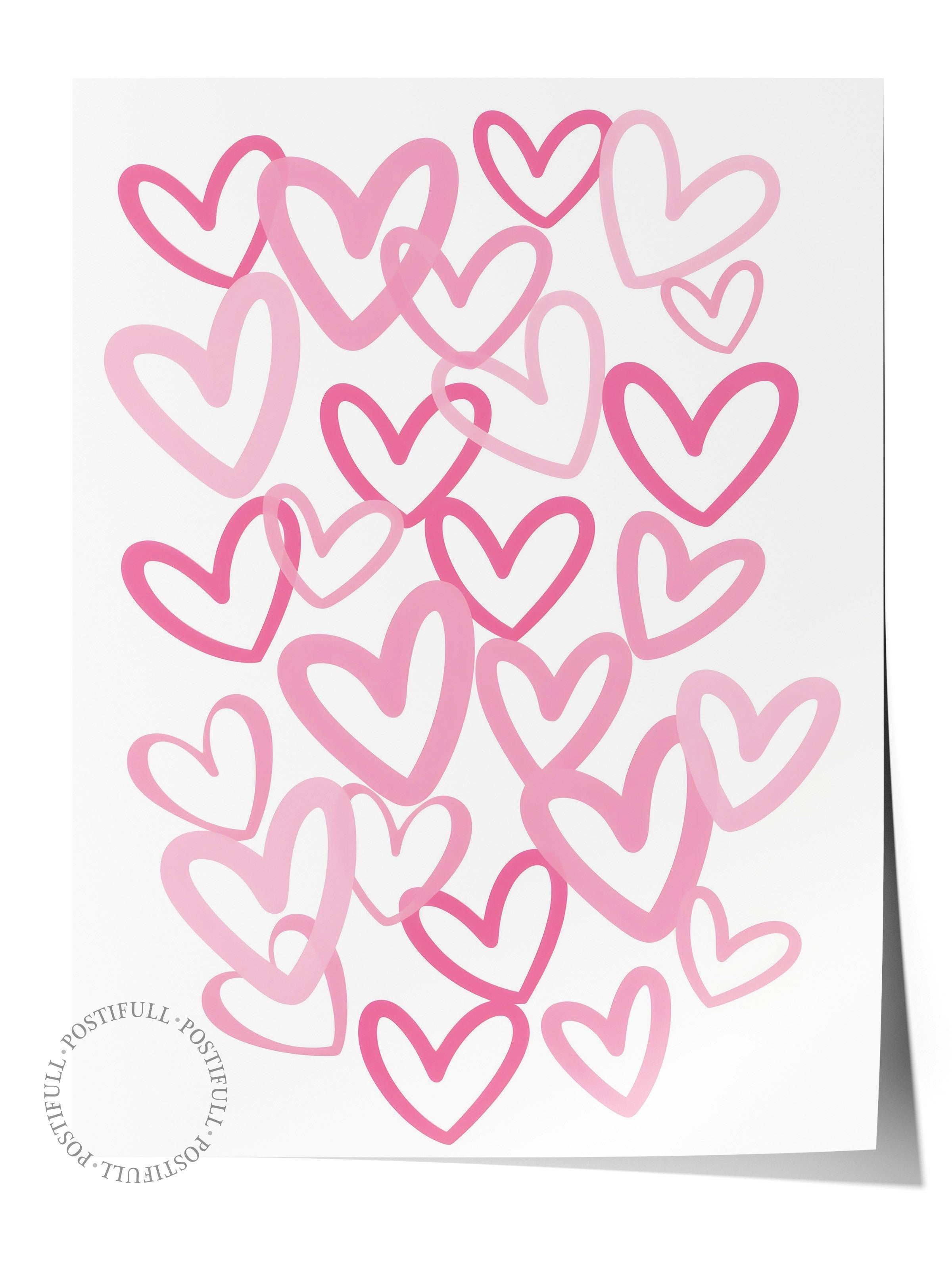 Çerçevesiz Poster, Pink Hearts, Comfort Serisi Duvar Posteri, NO:108944