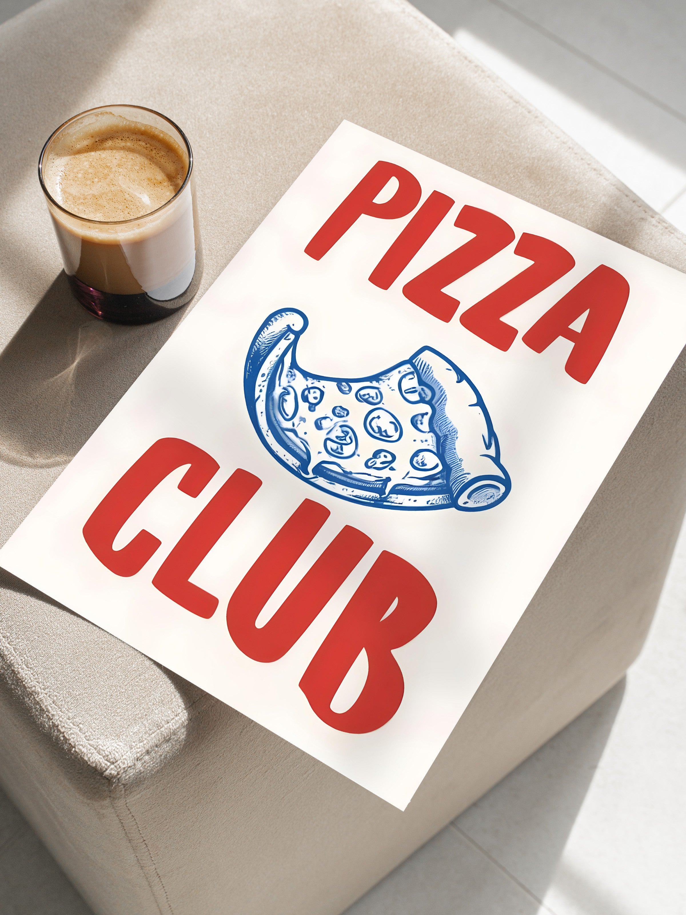 Çerçevesiz Poster, Pizza Club, Comfort Serisi Mutfak Duvar Posteri, NO:109071