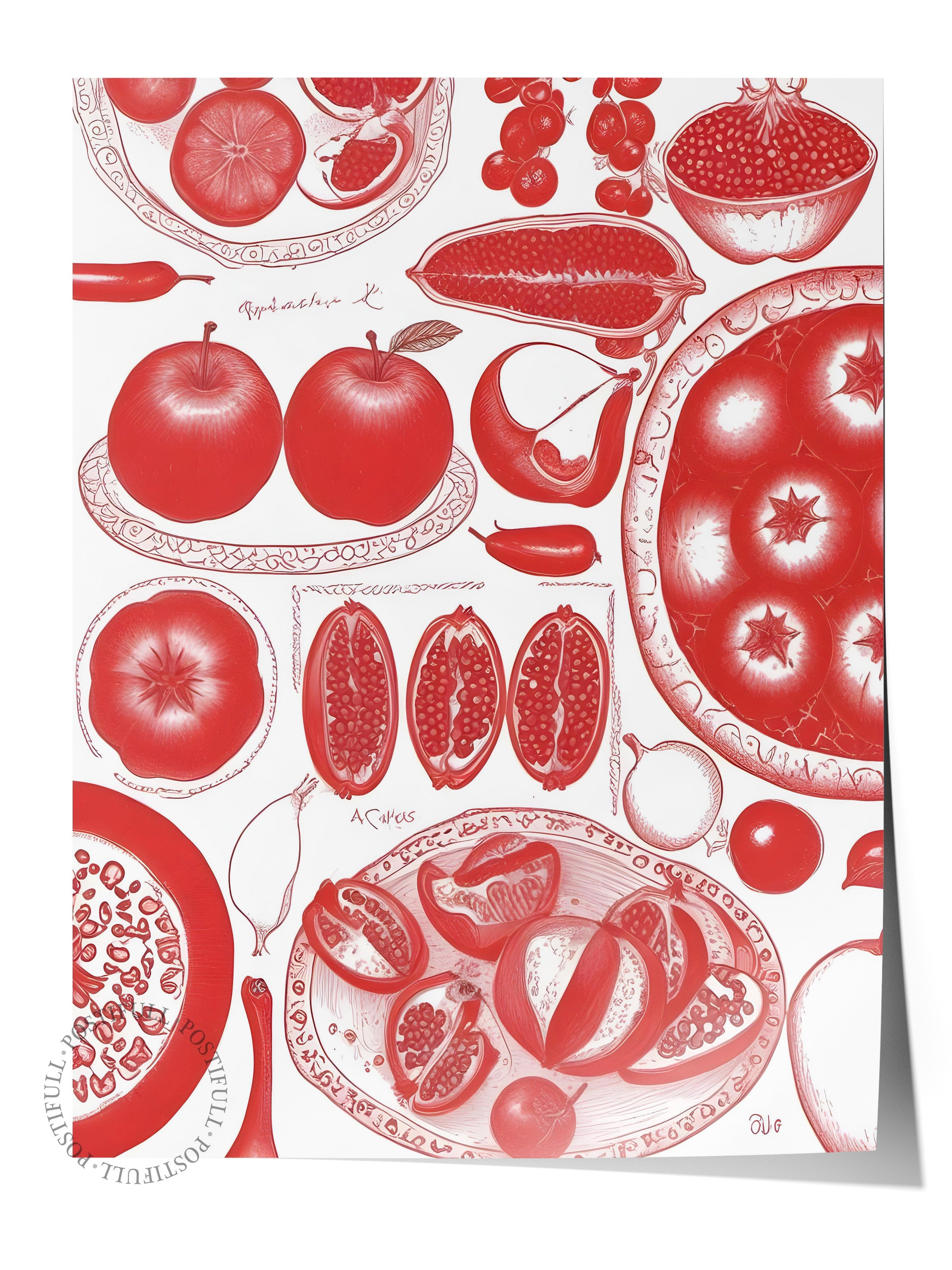 Çerçevesiz Poster, Pomegranate, Comfort Serisi Mutfak Duvar Posteri, NO:109159