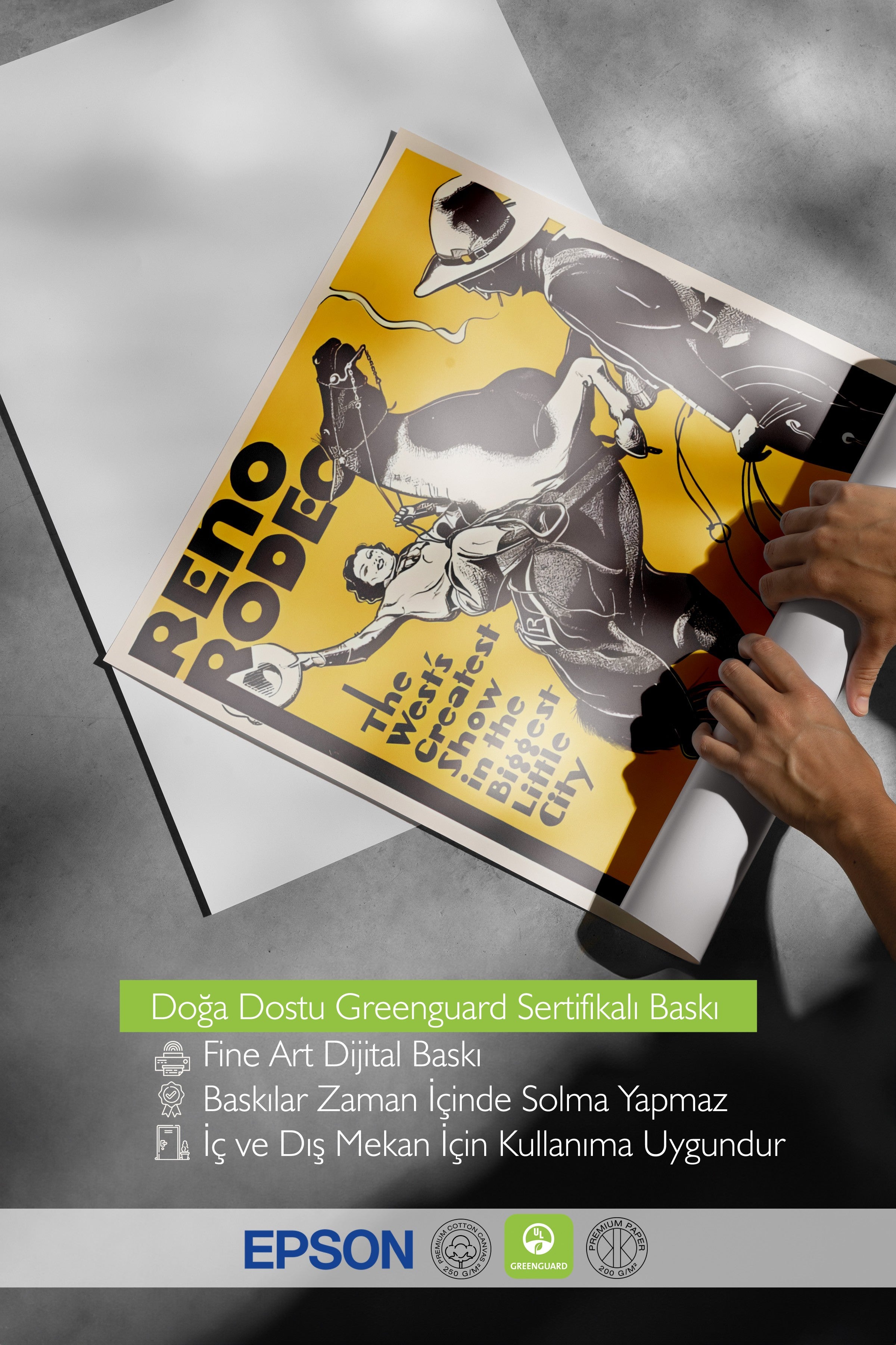 Çerçevesiz Poster, Reno Rodeo Retro, Comfort Serisi Duvar Posteri, NO:108959