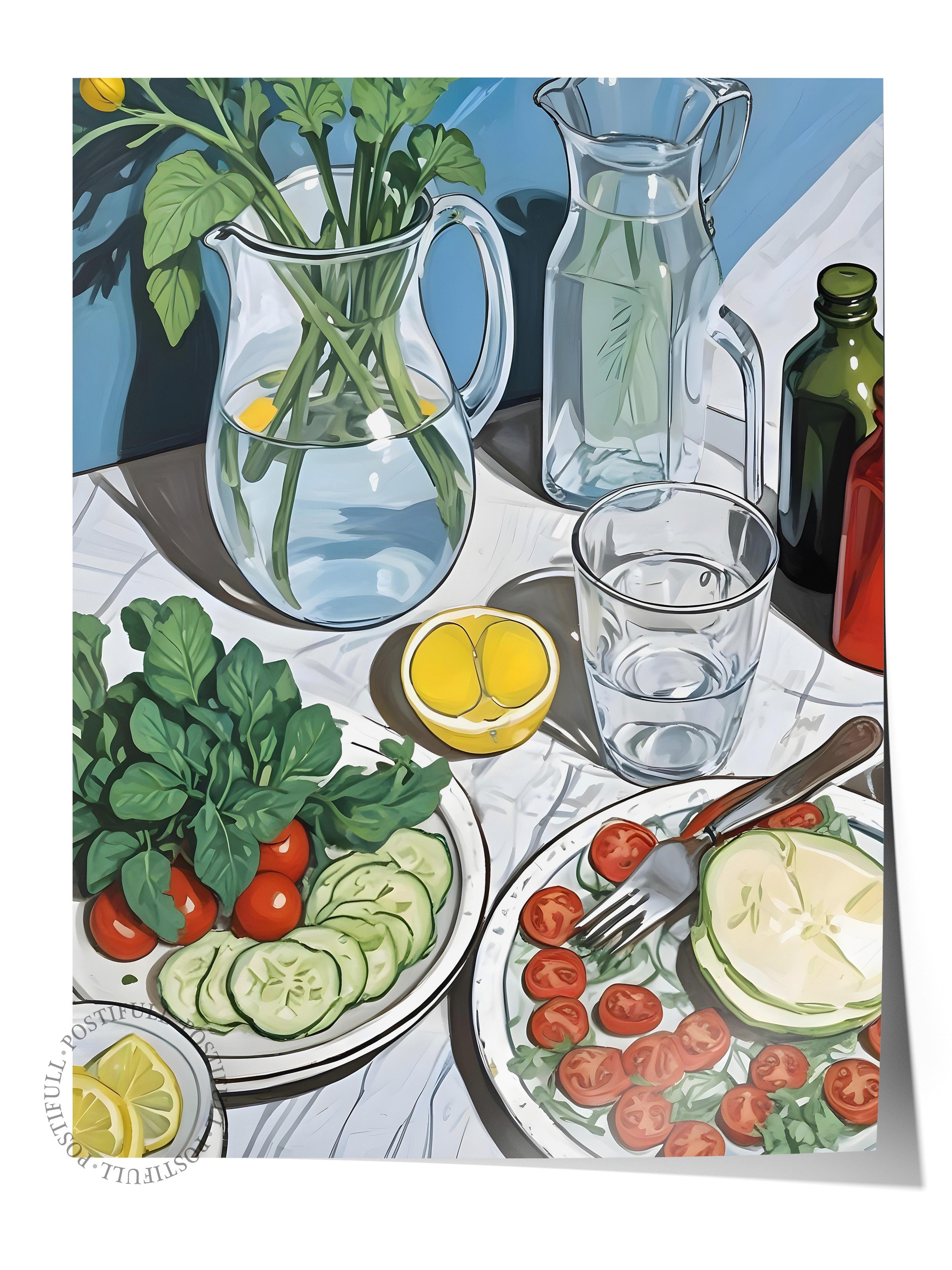 Çerçevesiz Poster, Salad's Table, Comfort Serisi Mutfak Duvar Posteri, NO:109065