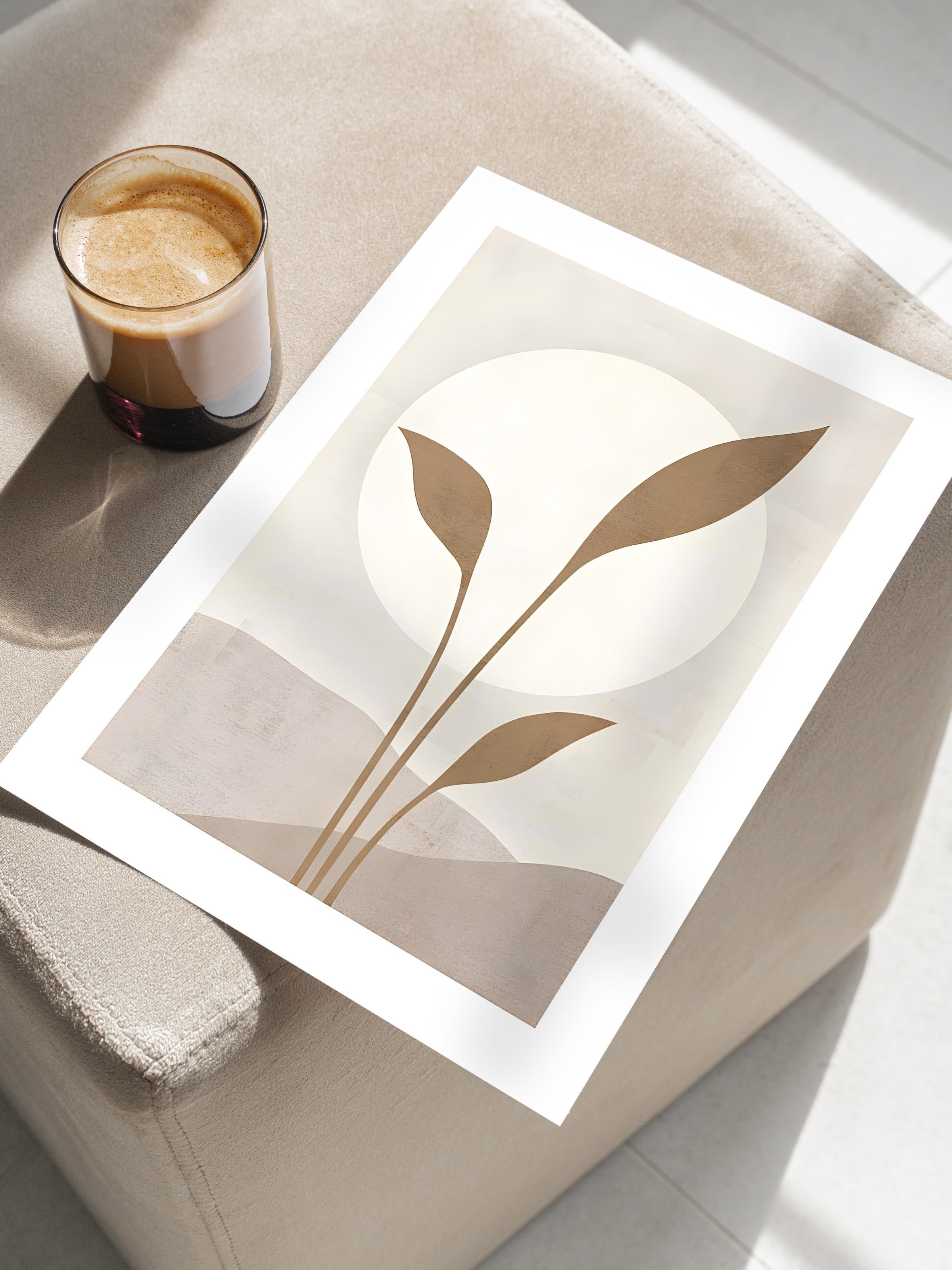 Çerçevesiz Poster, Sanatsal Tasarım Duvar Posteri, Beige Solar Poster, NO:108579