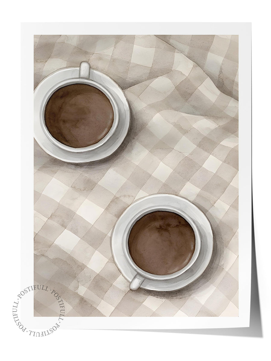 Çerçevesiz Poster, Sanatsal Tasarım Duvar Posteri, Cups of Coffee Poster, NO:108581