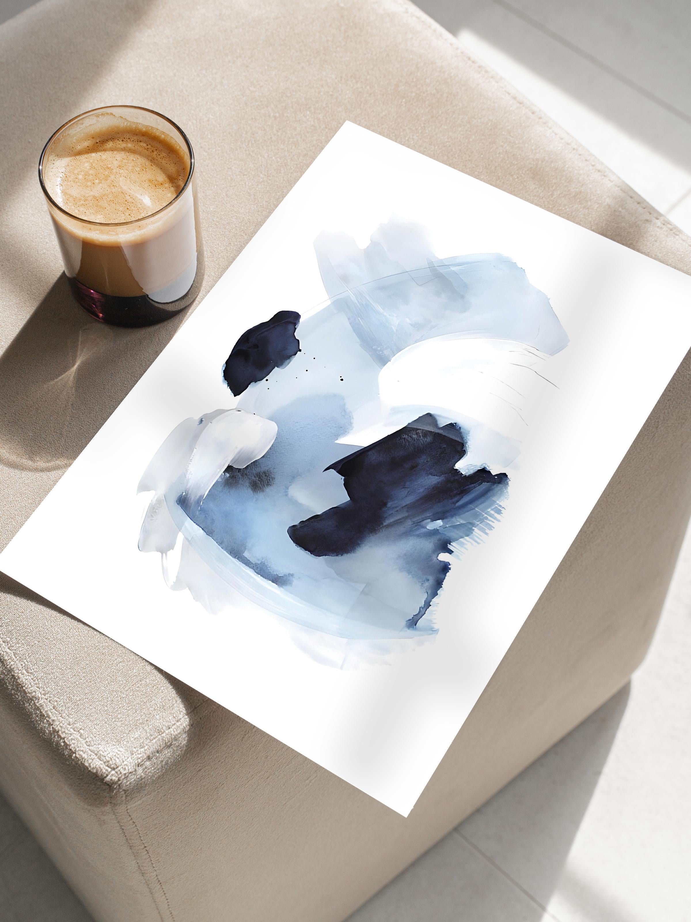 Çerçevesiz Poster, Sanatsal Tasarım Duvar Posteri, Watercolor Blues Poster, NO:108574