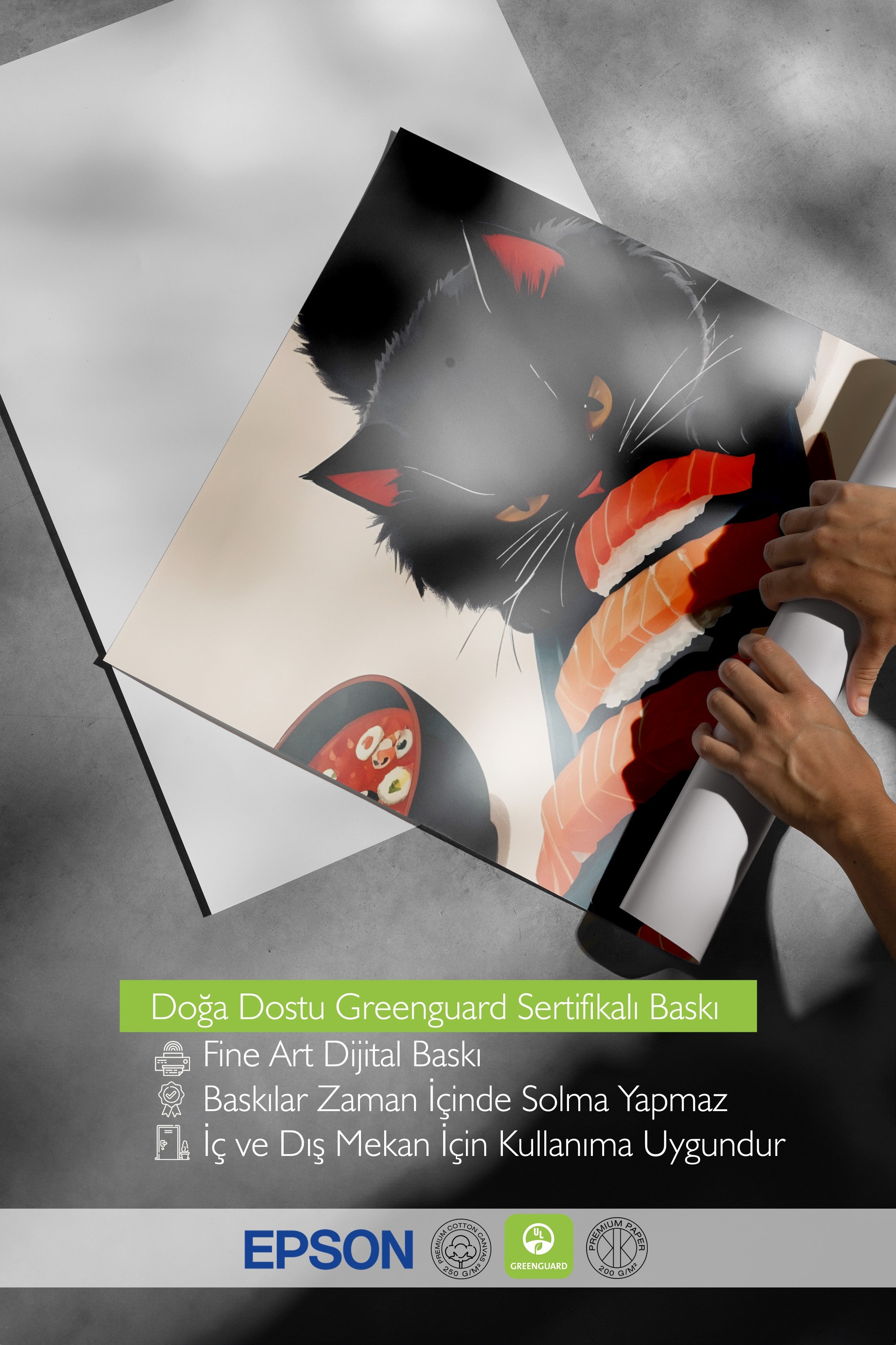 Çerçevesiz Poster, Sushi Warrior, Comfort Serisi Mutfak Duvar Posteri, NO:109162