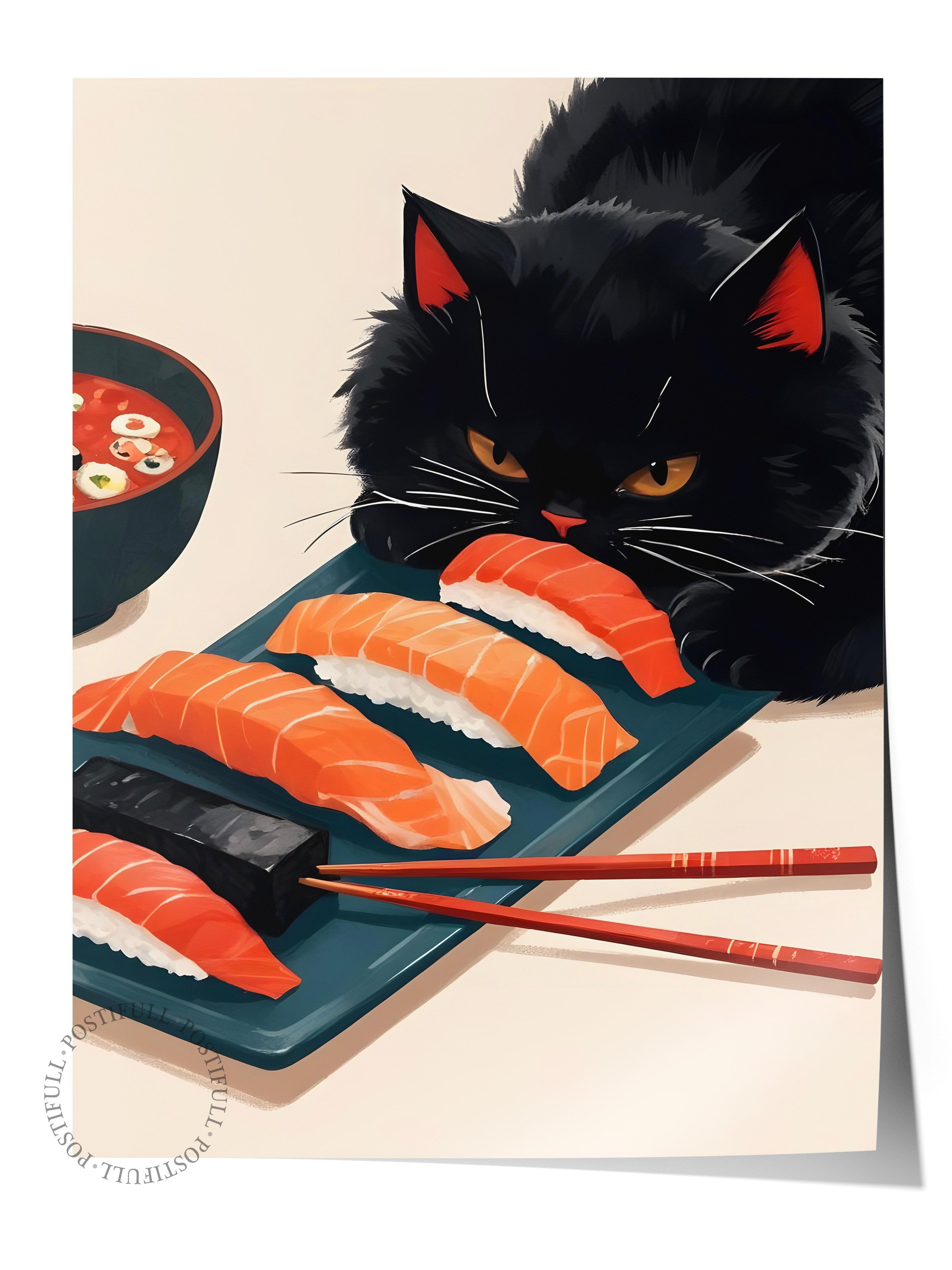 Çerçevesiz Poster, Sushi Warrior, Comfort Serisi Mutfak Duvar Posteri, NO:109162