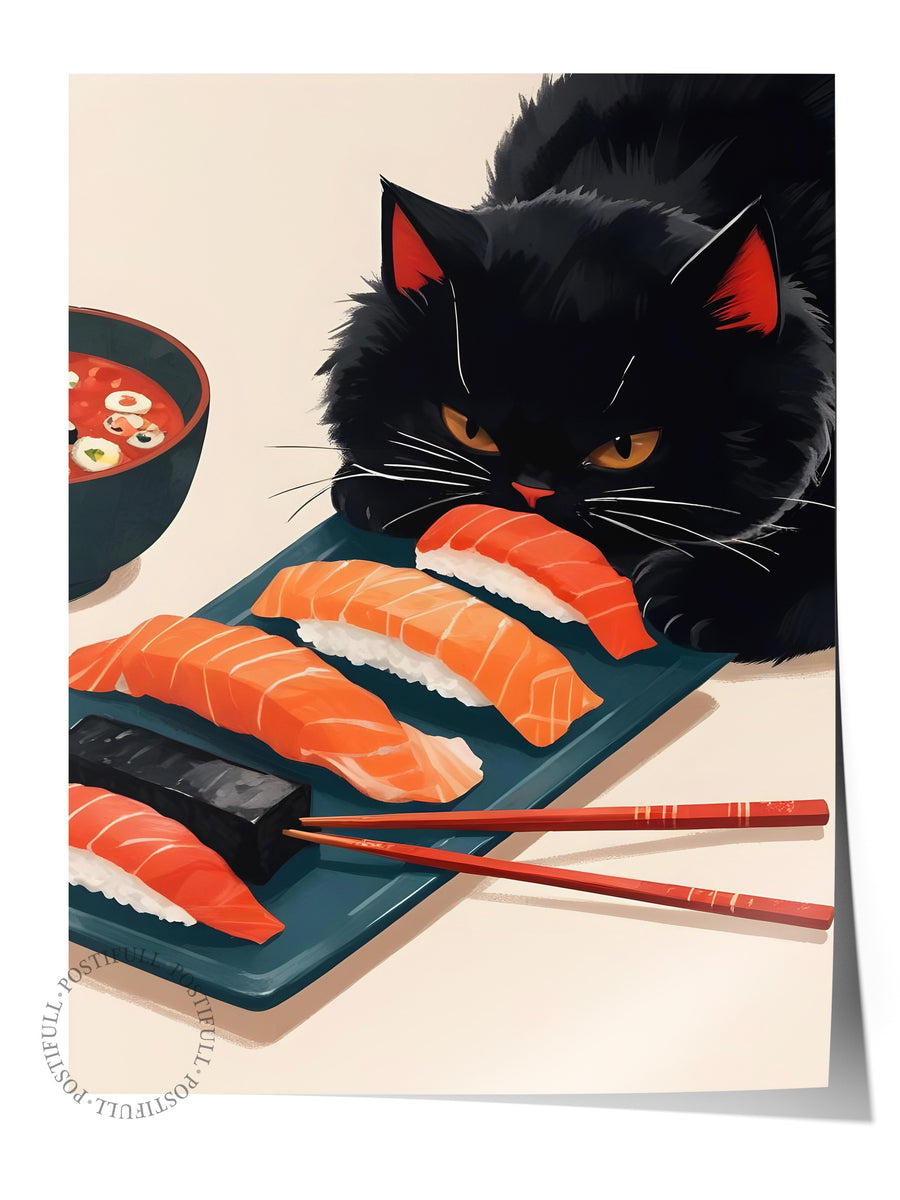 Çerçevesiz Poster, Sushi Warrior, Comfort Serisi Mutfak Duvar Posteri, NO:109162