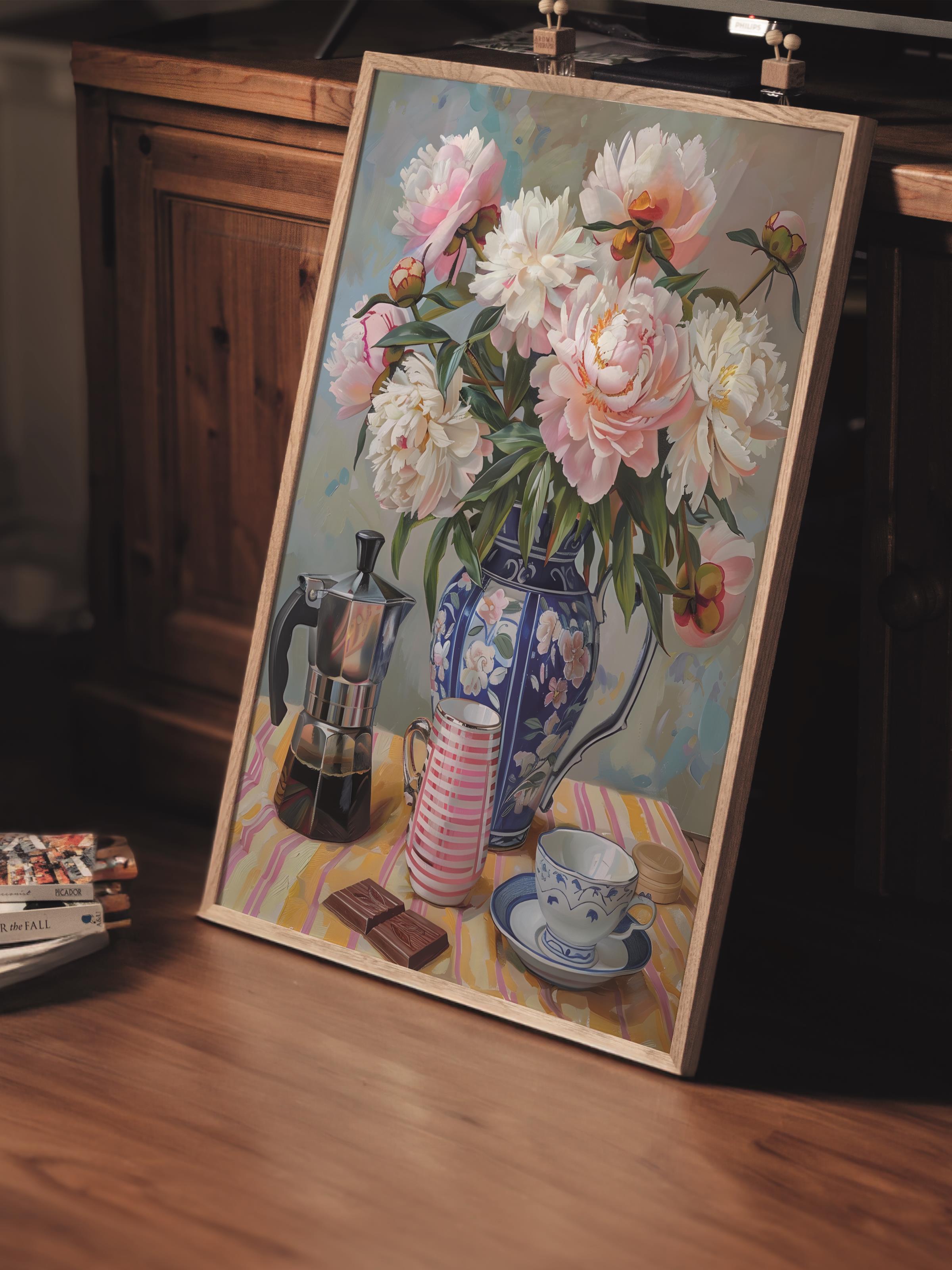 Çerçevesiz Poster Tablo, Duvar Posteri, Kağıt Poster, Vazoda Yaz Bahçesi , Maximalist No:59