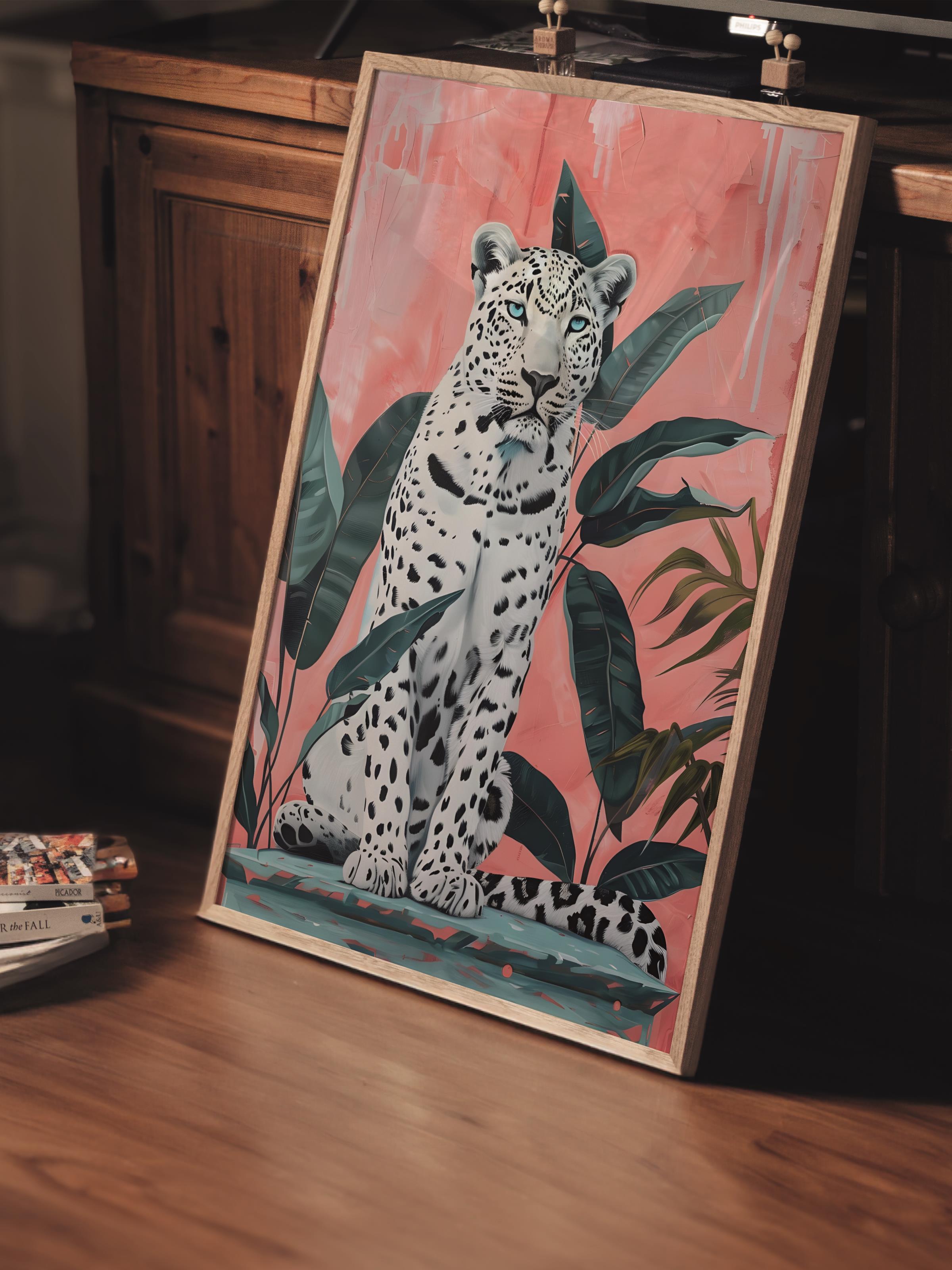 Çerçevesiz Poster Tablo, Duvar Posteri, Kağıt Poster, Leoparın Tropikal Gölgeleri , Maximalist No:62