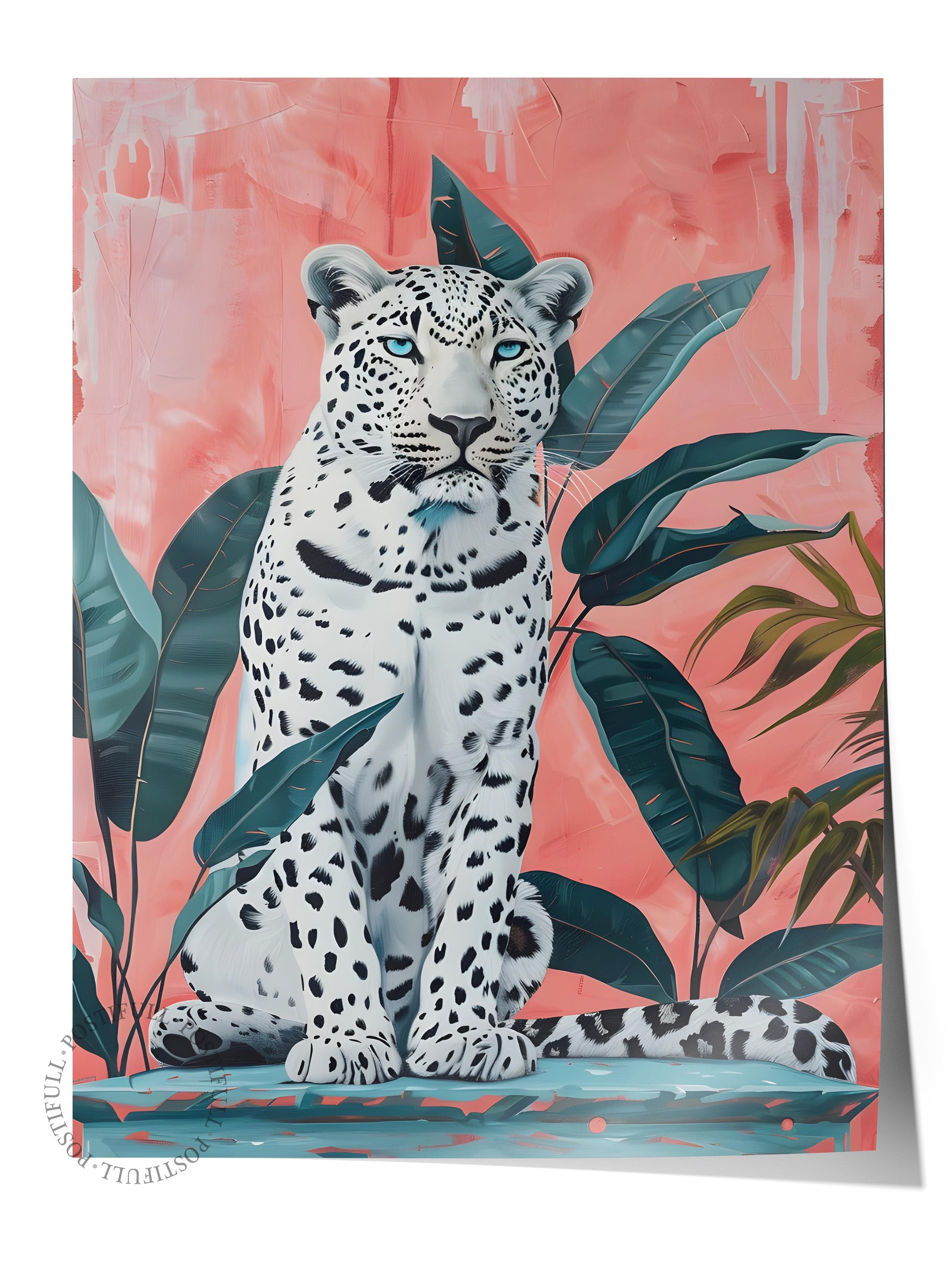 Çerçevesiz Poster Tablo, Duvar Posteri, Kağıt Poster, Leoparın Tropikal Gölgeleri , Maximalist No:62