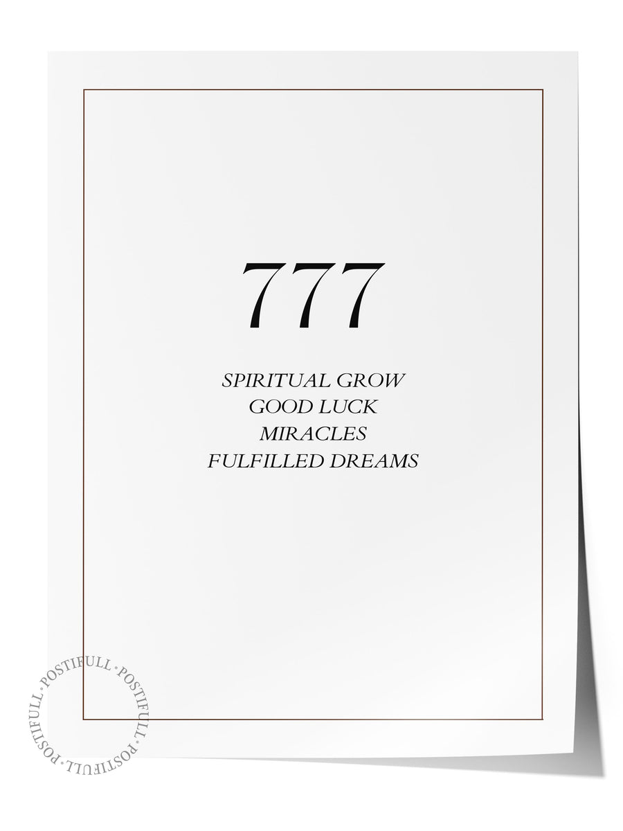 777 SPIRITUAL GROW GOOD LUCK MIRACLES FULFILLED DREAMS Maximalist Çerçevesiz Poster