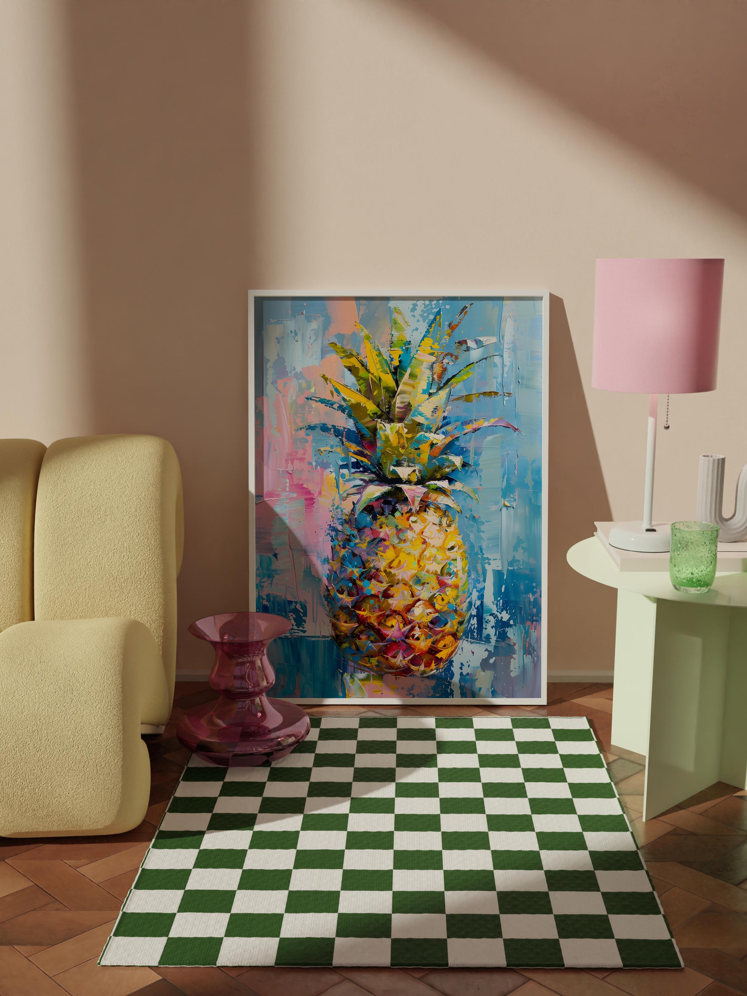 Çerçevesiz Poster Tablo, Duvar Posteri, Kağıt Poster, Tropik Ananas Esintisi , Maximalist No:104