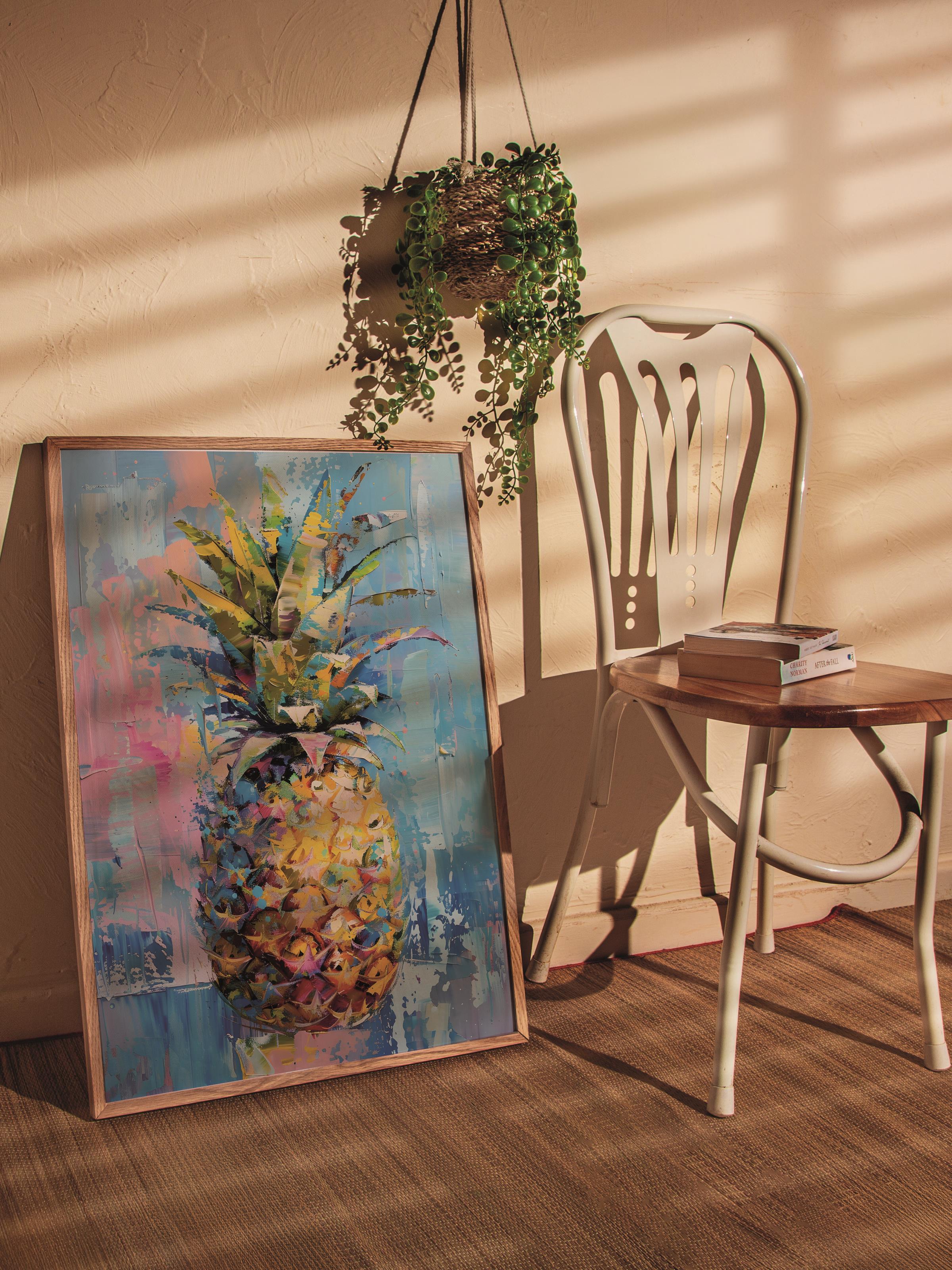 Çerçevesiz Poster Tablo, Duvar Posteri, Kağıt Poster, Tropik Ananas Esintisi , Maximalist No:104