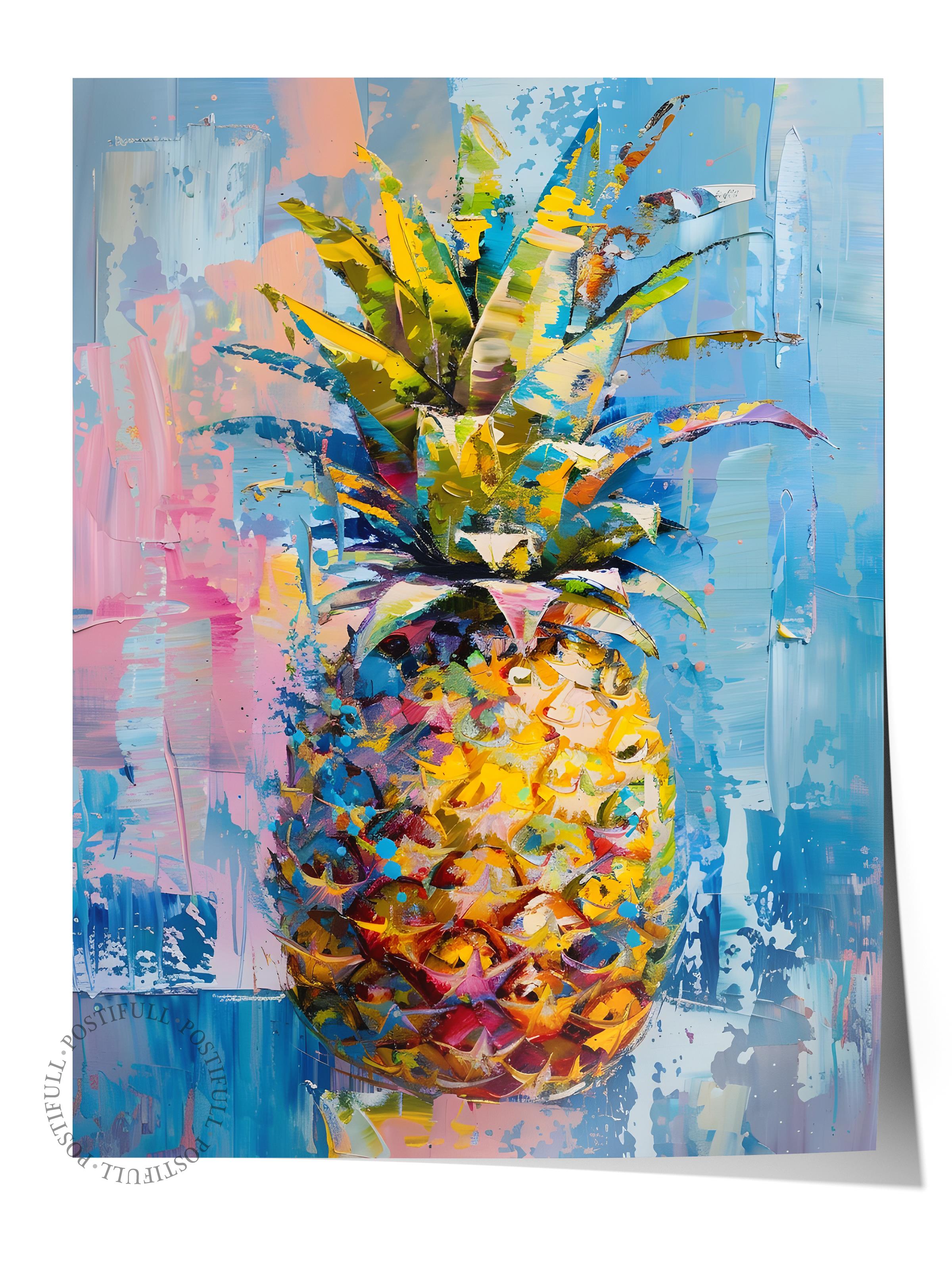 Çerçevesiz Poster Tablo, Duvar Posteri, Kağıt Poster, Tropik Ananas Esintisi , Maximalist No:104