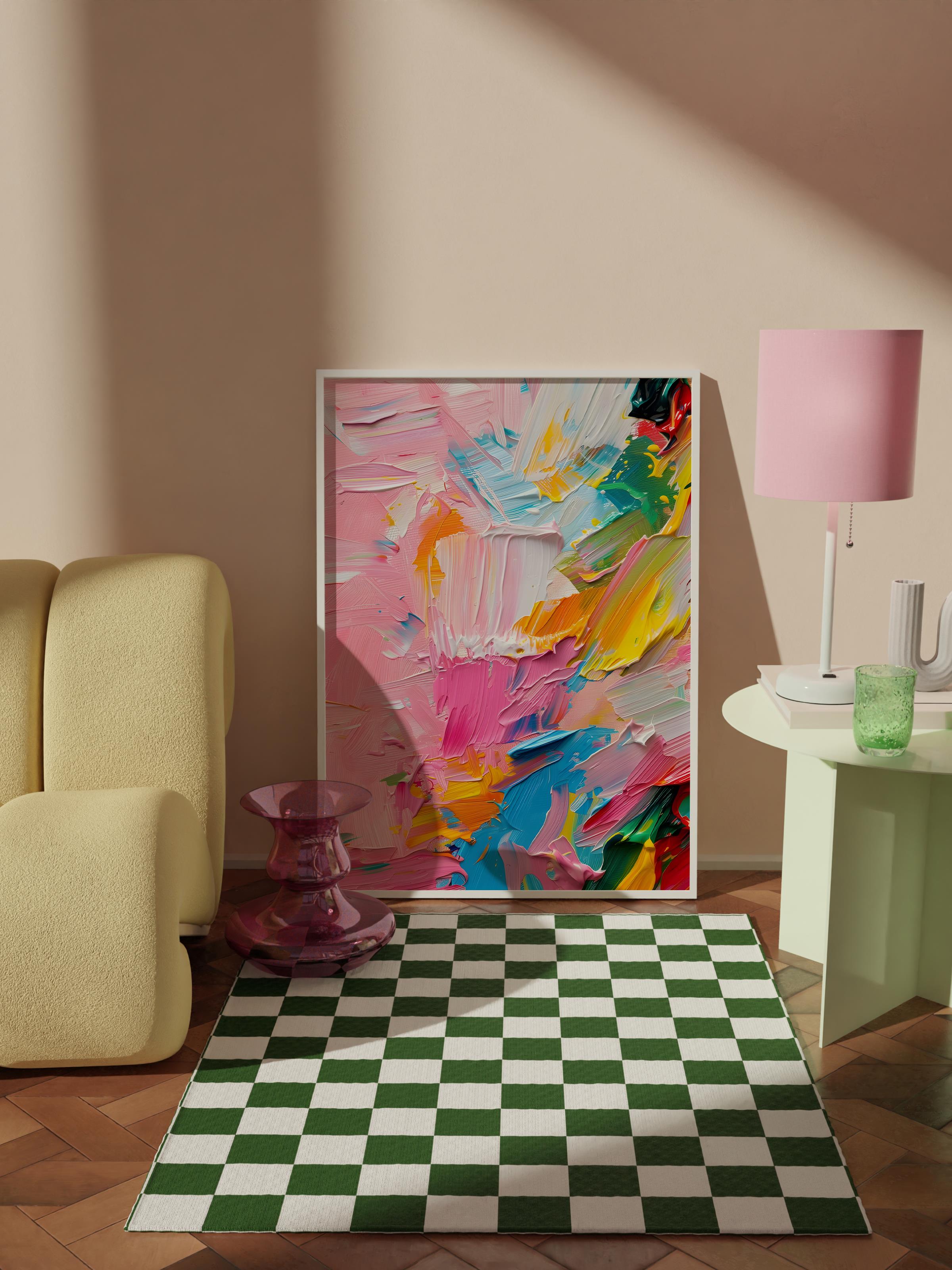Çerçevesiz Poster Tablo, Duvar Posteri, Kağıt Poster, Fırçanın Renkli Melodisi , Maximalist No:69