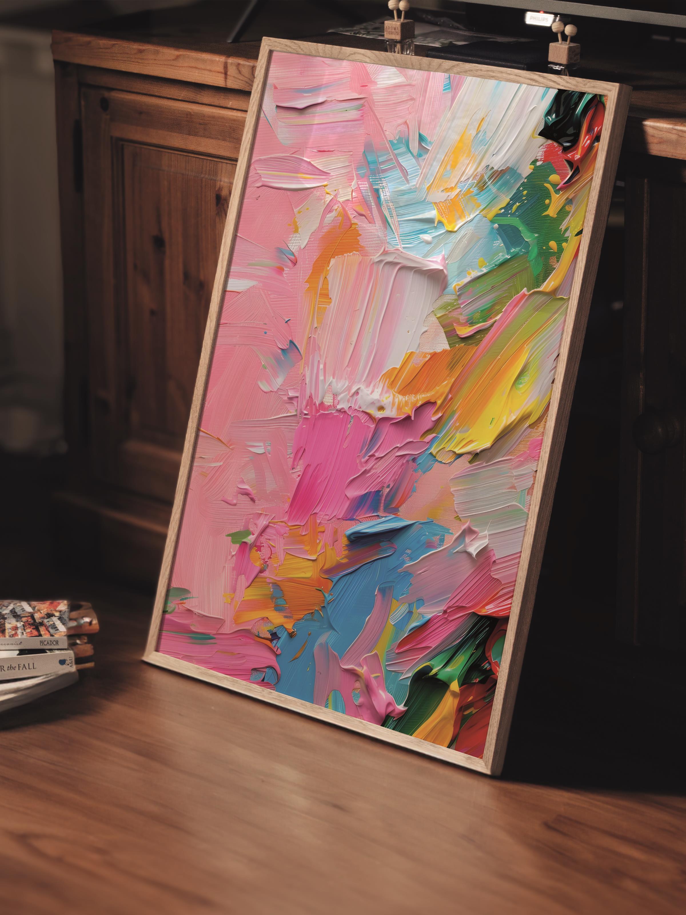 Çerçevesiz Poster Tablo, Duvar Posteri, Kağıt Poster, Fırçanın Renkli Melodisi , Maximalist No:69