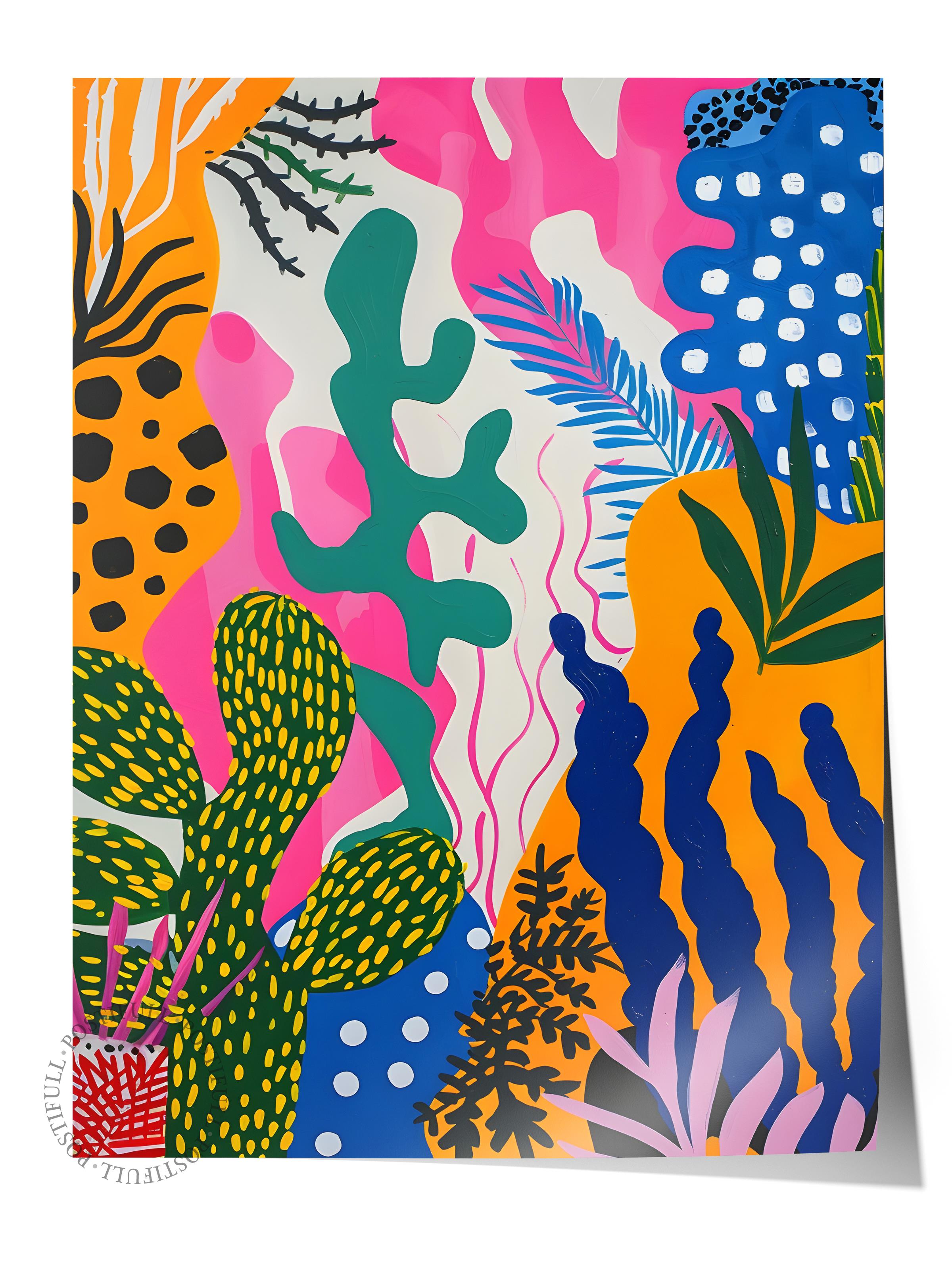 Çerçevesiz Poster Tablo, Duvar Posteri, Kağıt Poster, Tropikal Desenler , Maximalist No:117